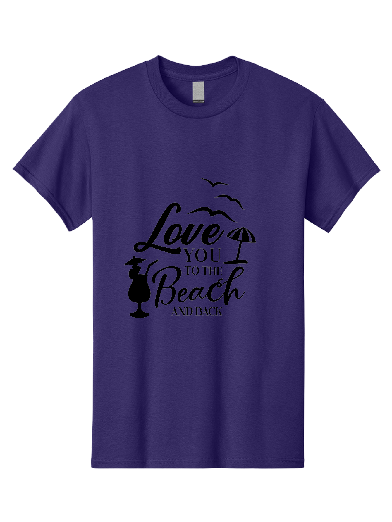 Love-You-To-The-Beach-And-Back Men'S Graphic Tee, 100% Cotton, Comfortable Casual Summer Wear, Machine Washable, Beach Love Quote, Seaside Charm, Coastal Vibes, Summer Romance, Tropical Getaway, Ocean Breeze, Birds Flying, Aac981 11