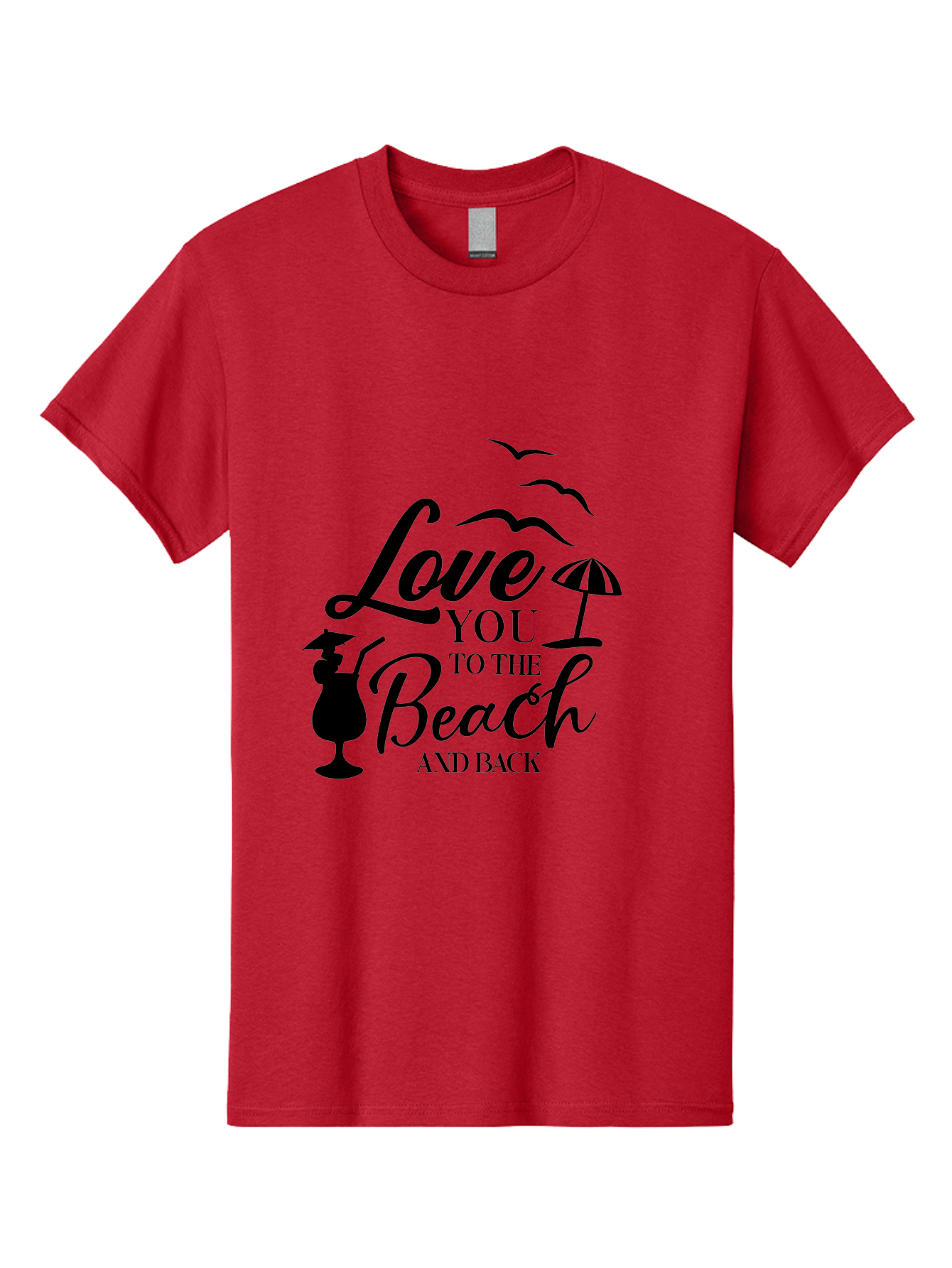 Love-You-To-The-Beach-And-Back Men'S Graphic Tee, 100% Cotton, Comfortable Casual Summer Wear, Machine Washable, Beach Love Quote, Seaside Charm, Coastal Vibes, Summer Romance, Tropical Getaway, Ocean Breeze, Birds Flying, Aac981 23