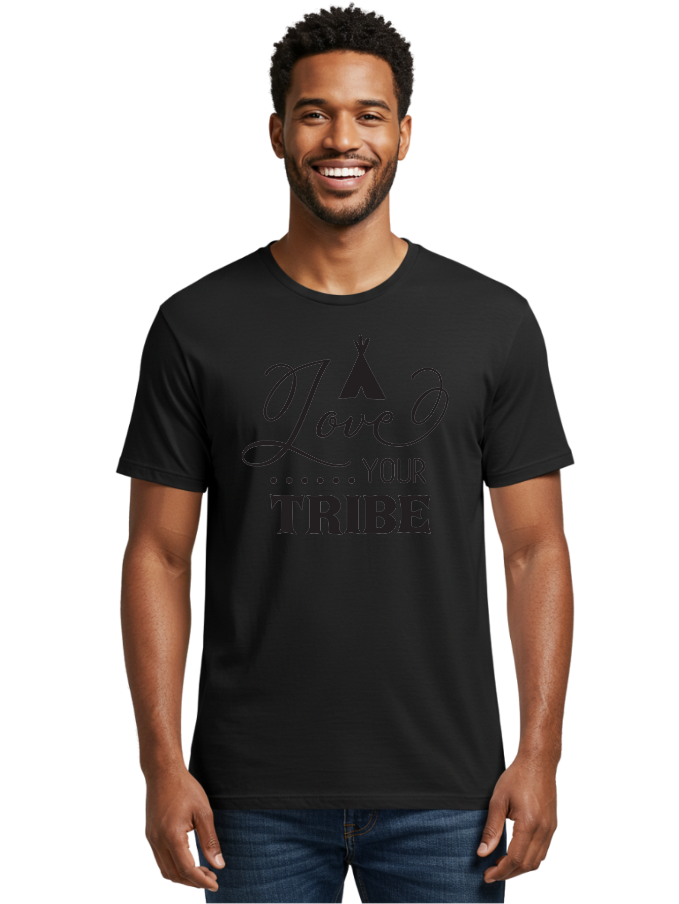 Love-Your-Tribe Men'S Graphic Tee, 100% Cotton, Comfortable Casual Summer Wear, Machine Washable, Love Your Tribe, Tribal Love, Motivational Quote, Inspirational Saying, Teepee Symbol, Unity Phrase, Community Message, Typographic Art Aac982 10