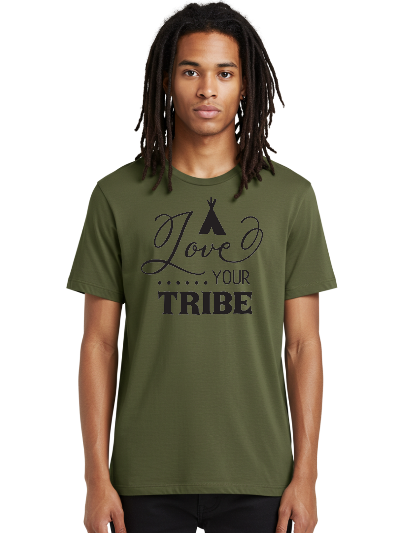 Love-Your-Tribe Men'S Graphic Tee, 100% Cotton, Comfortable Casual Summer Wear, Machine Washable, Love Your Tribe, Tribal Love, Motivational Quote, Inspirational Saying, Teepee Symbol, Unity Phrase, Community Message, Typographic Art Aac982 4