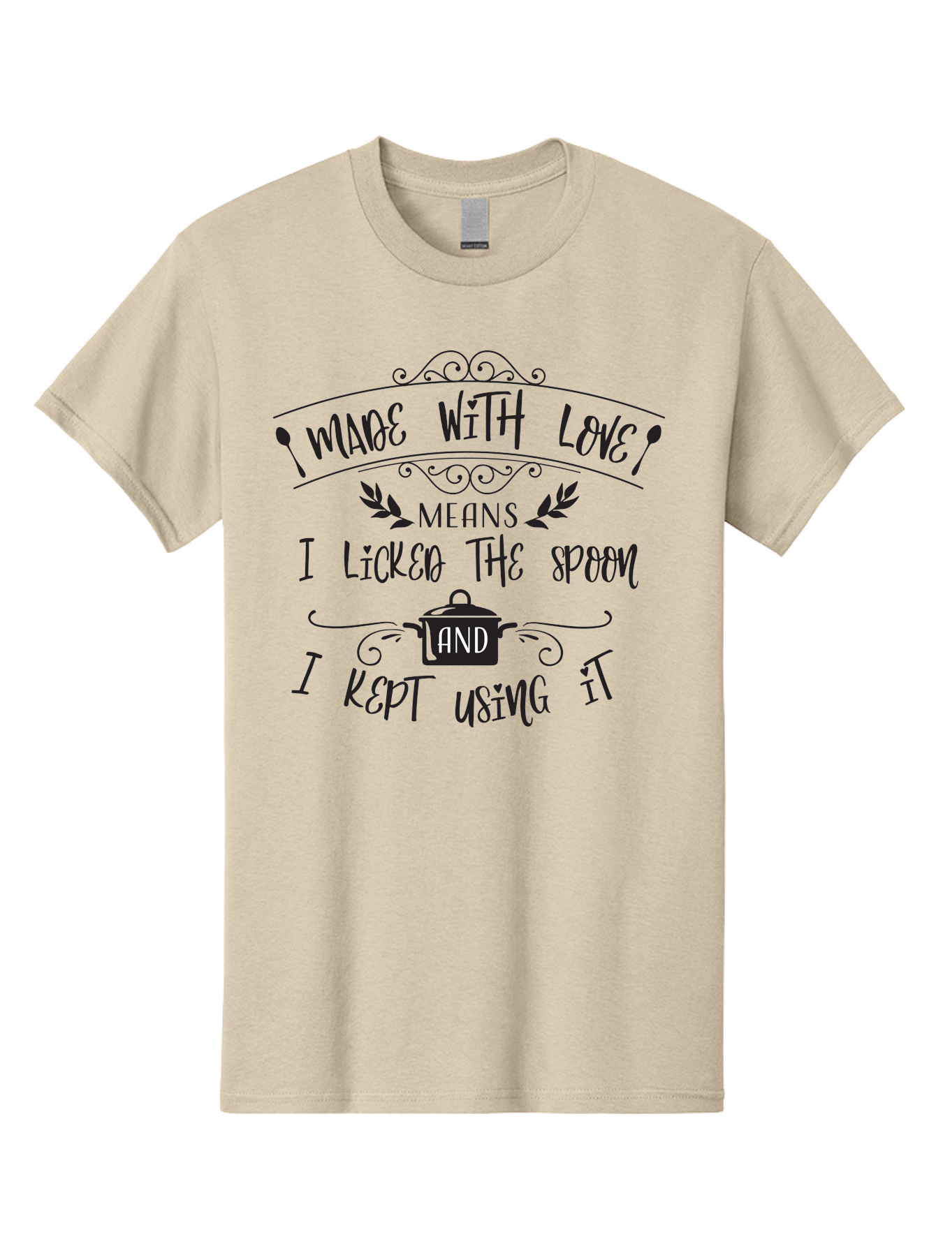Made-With-Love Men'S Graphic Tee, 100% Cotton, Comfortable Casual Summer Wear, Machine Washable, Humorous Quote, Kitchen Humor, Cooking With Love, Funny Kitchen Signs, Witty Sayings, Playful Kitchen Decor, Cooking Quotes Aac985 7