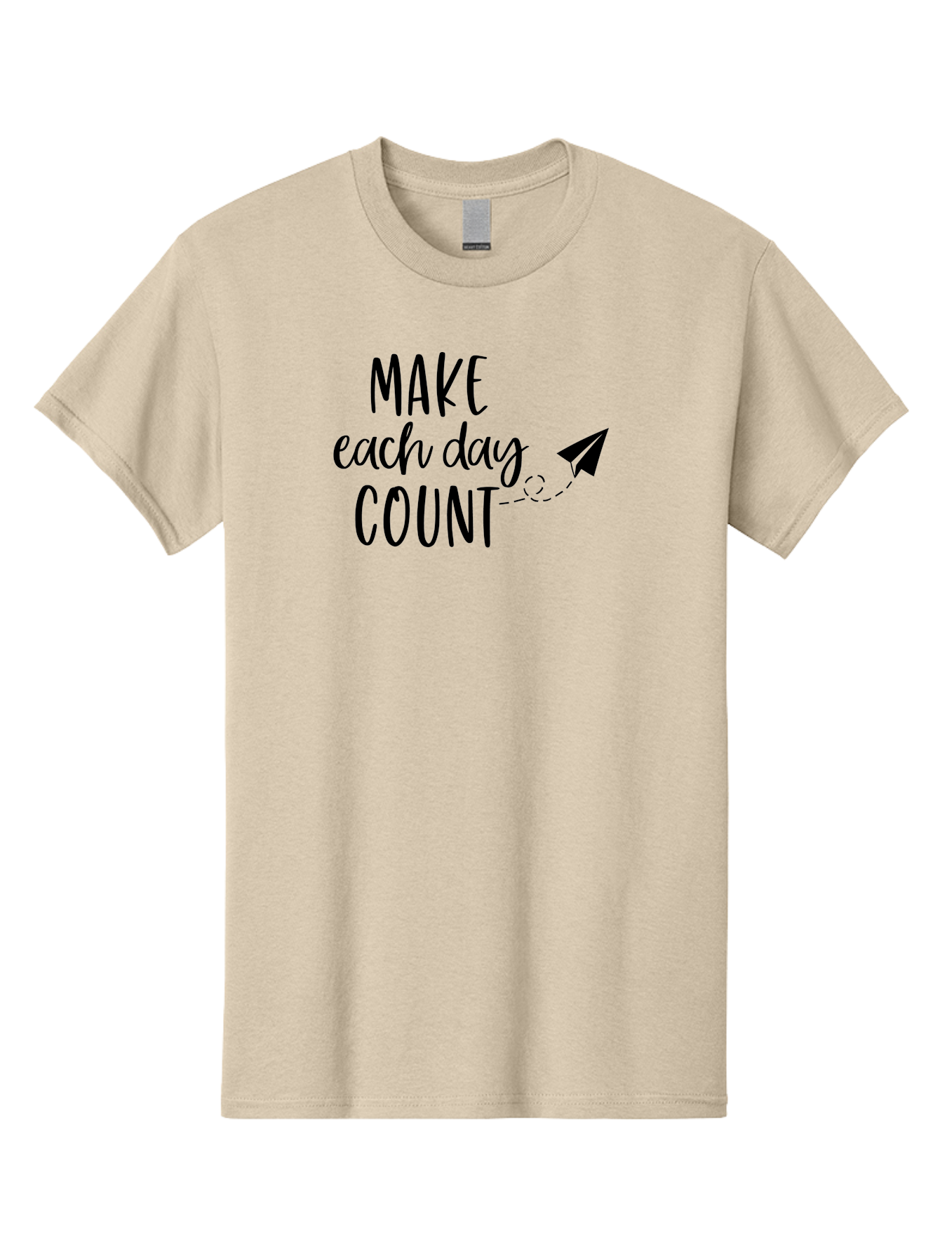 Make-Each-Day-Count Men'S Graphic Tee, 100% Cotton, Comfortable Casual Summer Wear, Machine Washable, Motivational Quote, Inspirational Message, Daily Motivation, Make Each Day Count, Positivity, Paper Airplane, Motivational Art, Goal Setting, Aac987 1
