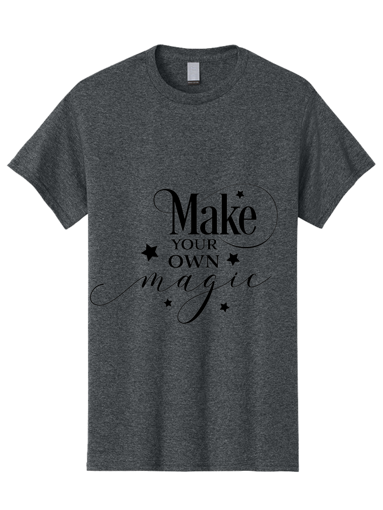 Make-Your-Own-Magic Men'S Graphic Tee, 100% Cotton, Comfortable Casual Summer Wear, Machine Washable, Inspirational Quote, Motivational Phrase, Magic Spell, Stars Decoration, Typography Art, Positive Vibes, Empowerment Message, Mystical Charm Aac988 11