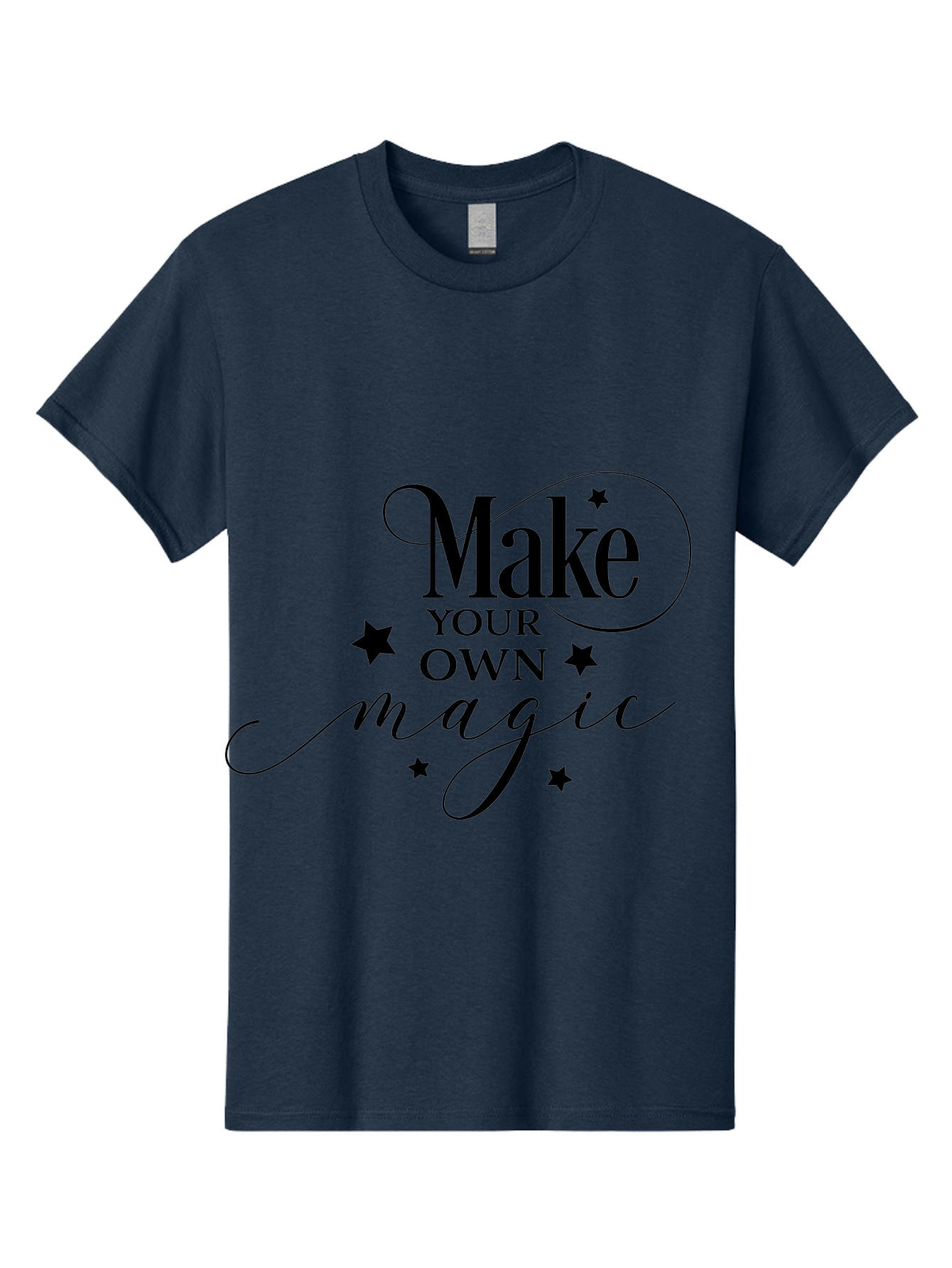 Make-Your-Own-Magic Men'S Graphic Tee, 100% Cotton, Comfortable Casual Summer Wear, Machine Washable, Inspirational Quote, Motivational Phrase, Magic Spell, Stars Decoration, Typography Art, Positive Vibes, Empowerment Message, Mystical Charm Aac988 5
