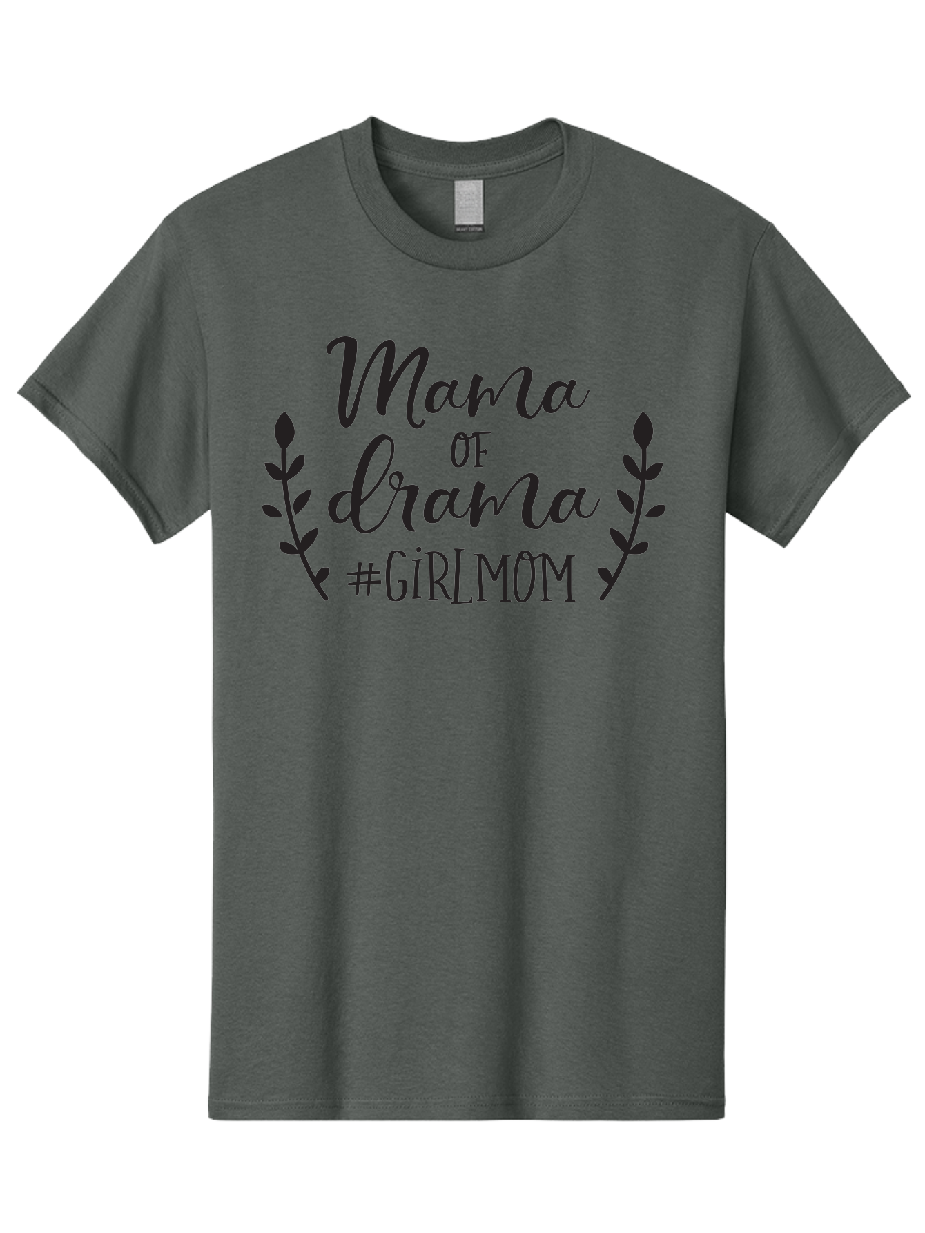 Mama-Of-Drama-Girlmom Men'S Graphic Tee, 100% Cotton, Comfortable Casual Summer Wear, Machine Washable, Mama Of Drama, Girl Mom Quote, Funny Motherhood, Parenting Humor, Girlmom Hashtag, Elegant Script Font, Floral Wreath Design, Sassy Mama, Aac992 13