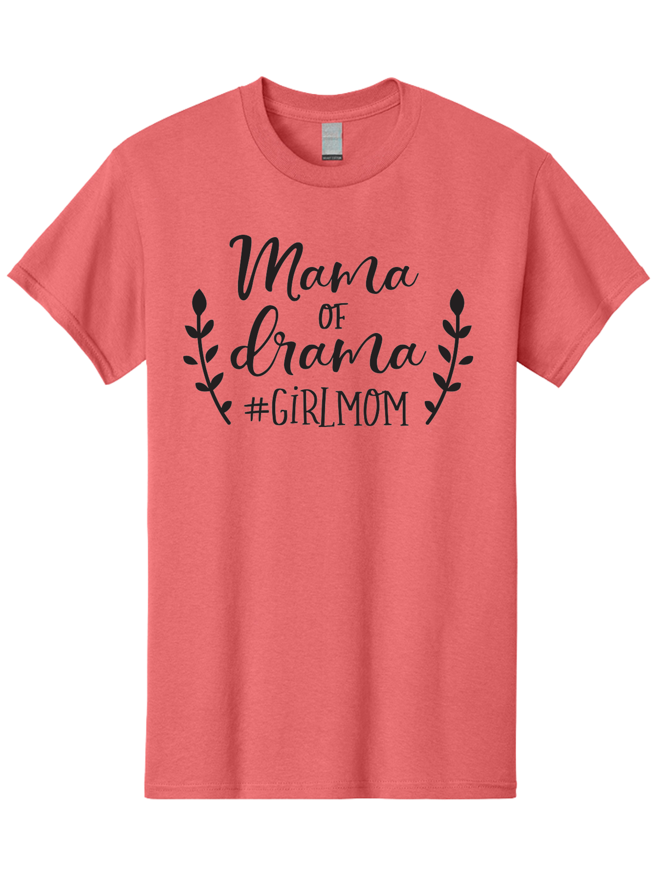 Mama-Of-Drama-Girlmom Men'S Graphic Tee, 100% Cotton, Comfortable Casual Summer Wear, Machine Washable, Mama Of Drama, Girl Mom Quote, Funny Motherhood, Parenting Humor, Girlmom Hashtag, Elegant Script Font, Floral Wreath Design, Sassy Mama, Aac992 27