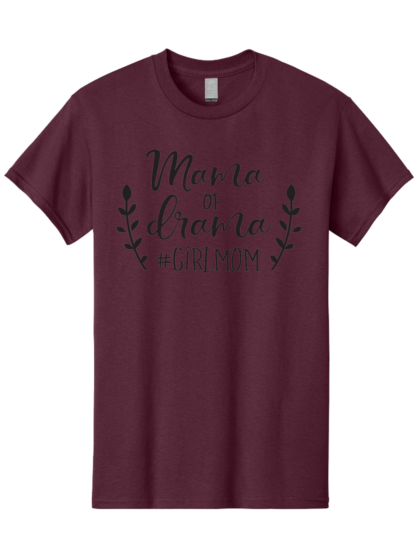 Mama-Of-Drama-Girlmom Men'S Graphic Tee, 100% Cotton, Comfortable Casual Summer Wear, Machine Washable, Mama Of Drama, Girl Mom Quote, Funny Motherhood, Parenting Humor, Girlmom Hashtag, Elegant Script Font, Floral Wreath Design, Sassy Mama, Aac992 17