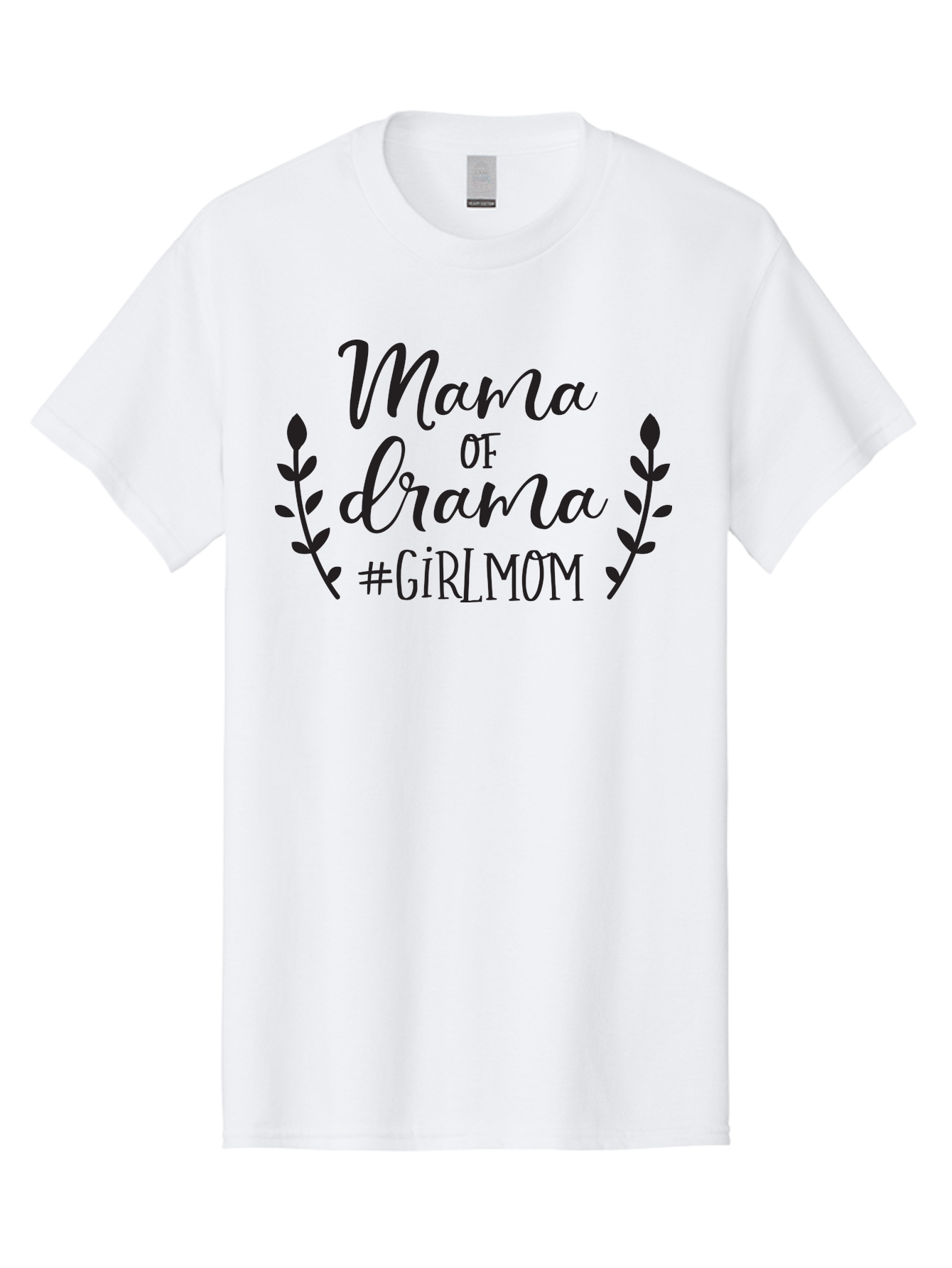Mama-Of-Drama-Girlmom Men'S Graphic Tee, 100% Cotton, Comfortable Casual Summer Wear, Machine Washable, Mama Of Drama, Girl Mom Quote, Funny Motherhood, Parenting Humor, Girlmom Hashtag, Elegant Script Font, Floral Wreath Design, Sassy Mama, Aac992 21