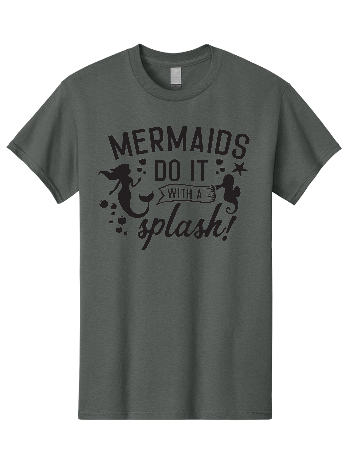 Mermaids-Do-It-With-A-Splash Men'S Graphic Tee, 100% Cotton, Comfortable Casual Summer Wear, Machine Washable, Mermaid Silhouettes, Ocean Creatures, Playful Graphics, Whimsical Design, Underwater Theme, Aquatic Life, Fun Phrases, Aad002 3