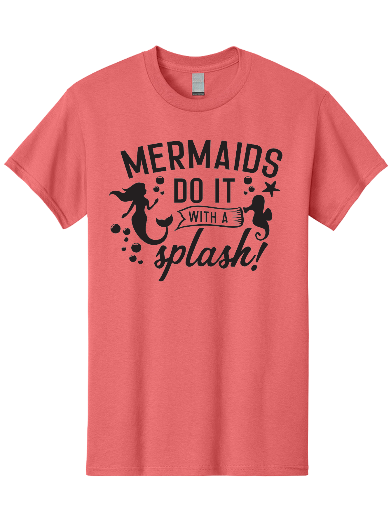 Mermaids-Do-It-With-A-Splash Men'S Graphic Tee, 100% Cotton, Comfortable Casual Summer Wear, Machine Washable, Mermaid Silhouettes, Ocean Creatures, Playful Graphics, Whimsical Design, Underwater Theme, Aquatic Life, Fun Phrases, Aad002 27