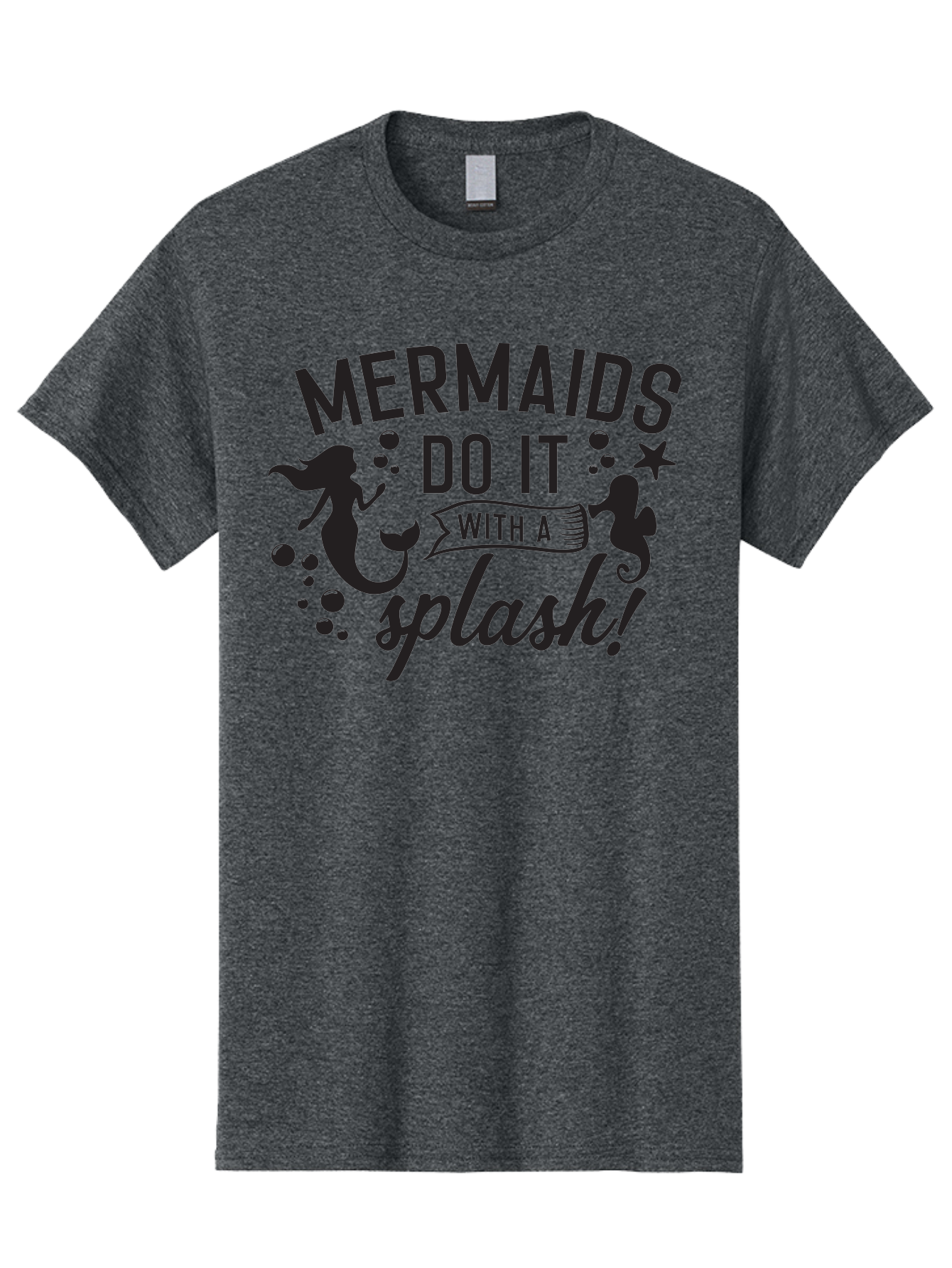 Mermaids-Do-It-With-A-Splash Men'S Graphic Tee, 100% Cotton, Comfortable Casual Summer Wear, Machine Washable, Mermaid Silhouettes, Ocean Creatures, Playful Graphics, Whimsical Design, Underwater Theme, Aquatic Life, Fun Phrases, Aad002 25