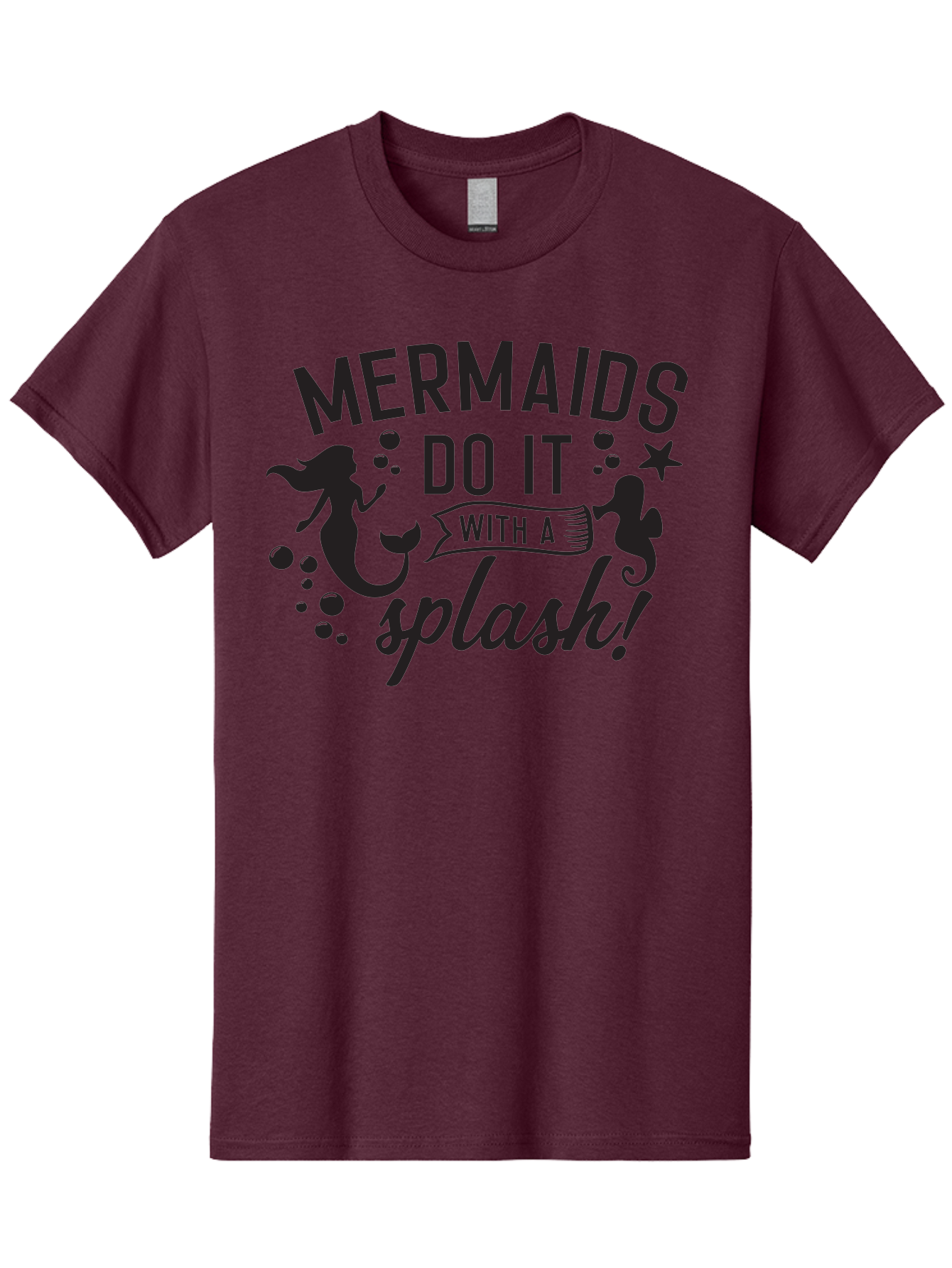 Mermaids-Do-It-With-A-Splash Men'S Graphic Tee, 100% Cotton, Comfortable Casual Summer Wear, Machine Washable, Mermaid Silhouettes, Ocean Creatures, Playful Graphics, Whimsical Design, Underwater Theme, Aquatic Life, Fun Phrases, Aad002 5