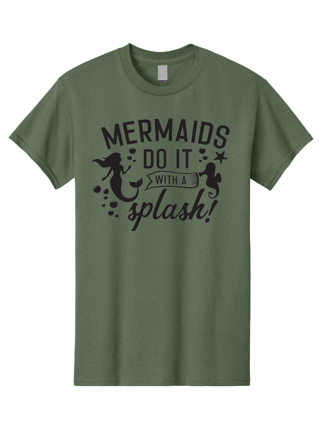 Mermaids-Do-It-With-A-Splash Men'S Graphic Tee, 100% Cotton, Comfortable Casual Summer Wear, Machine Washable, Mermaid Silhouettes, Ocean Creatures, Playful Graphics, Whimsical Design, Underwater Theme, Aquatic Life, Fun Phrases, Aad002 9