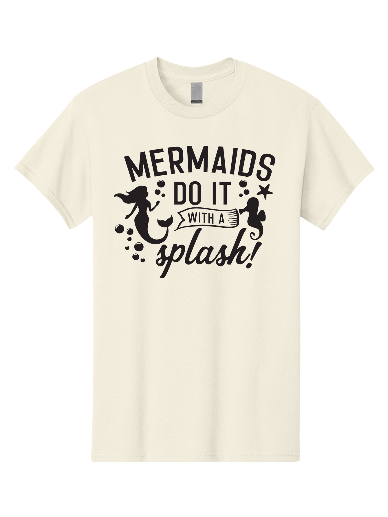 Mermaids-Do-It-With-A-Splash Men'S Graphic Tee, 100% Cotton, Comfortable Casual Summer Wear, Machine Washable, Mermaid Silhouettes, Ocean Creatures, Playful Graphics, Whimsical Design, Underwater Theme, Aquatic Life, Fun Phrases, Aad002 23