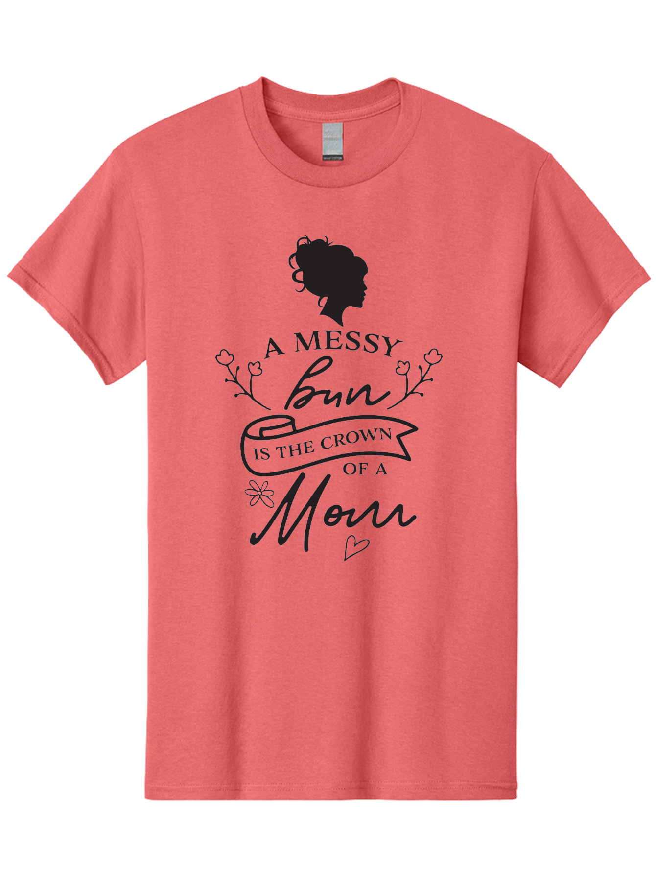 Messy-Bun Men'S Graphic Tee, 100% Cotton, Comfortable Casual Summer Wear, Machine Washable, Messy Bun Hairstyle, Mom Life, Motherhood, Cute Quote, Floral Design, Feminine Charm, Motherly Love, Hair Bun, Inspirational Quote Aad006 11