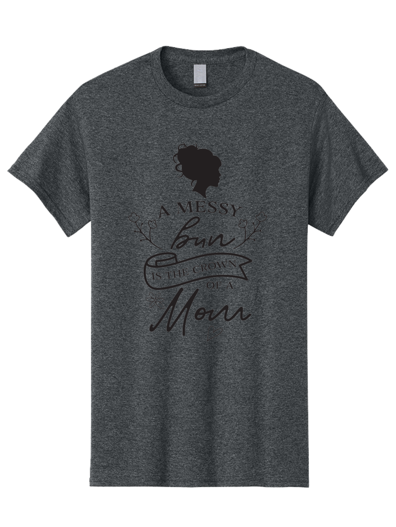 Messy-Bun Men'S Graphic Tee, 100% Cotton, Comfortable Casual Summer Wear, Machine Washable, Messy Bun Hairstyle, Mom Life, Motherhood, Cute Quote, Floral Design, Feminine Charm, Motherly Love, Hair Bun, Inspirational Quote Aad006 23