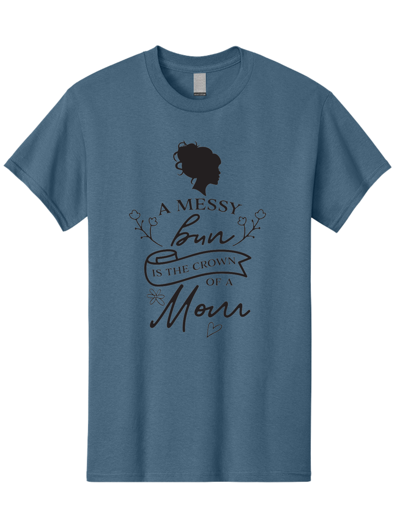 Messy-Bun Men'S Graphic Tee, 100% Cotton, Comfortable Casual Summer Wear, Machine Washable, Messy Bun Hairstyle, Mom Life, Motherhood, Cute Quote, Floral Design, Feminine Charm, Motherly Love, Hair Bun, Inspirational Quote Aad006 9