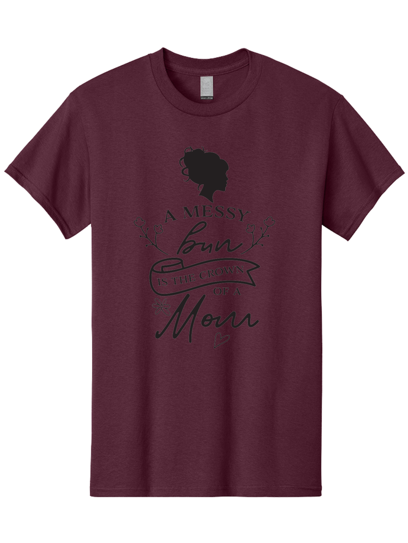 Messy-Bun Men'S Graphic Tee, 100% Cotton, Comfortable Casual Summer Wear, Machine Washable, Messy Bun Hairstyle, Mom Life, Motherhood, Cute Quote, Floral Design, Feminine Charm, Motherly Love, Hair Bun, Inspirational Quote Aad006 17