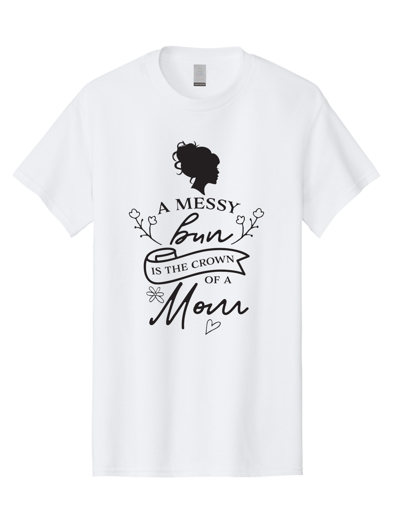 Messy-Bun Men'S Graphic Tee, 100% Cotton, Comfortable Casual Summer Wear, Machine Washable, Messy Bun Hairstyle, Mom Life, Motherhood, Cute Quote, Floral Design, Feminine Charm, Motherly Love, Hair Bun, Inspirational Quote Aad006 25