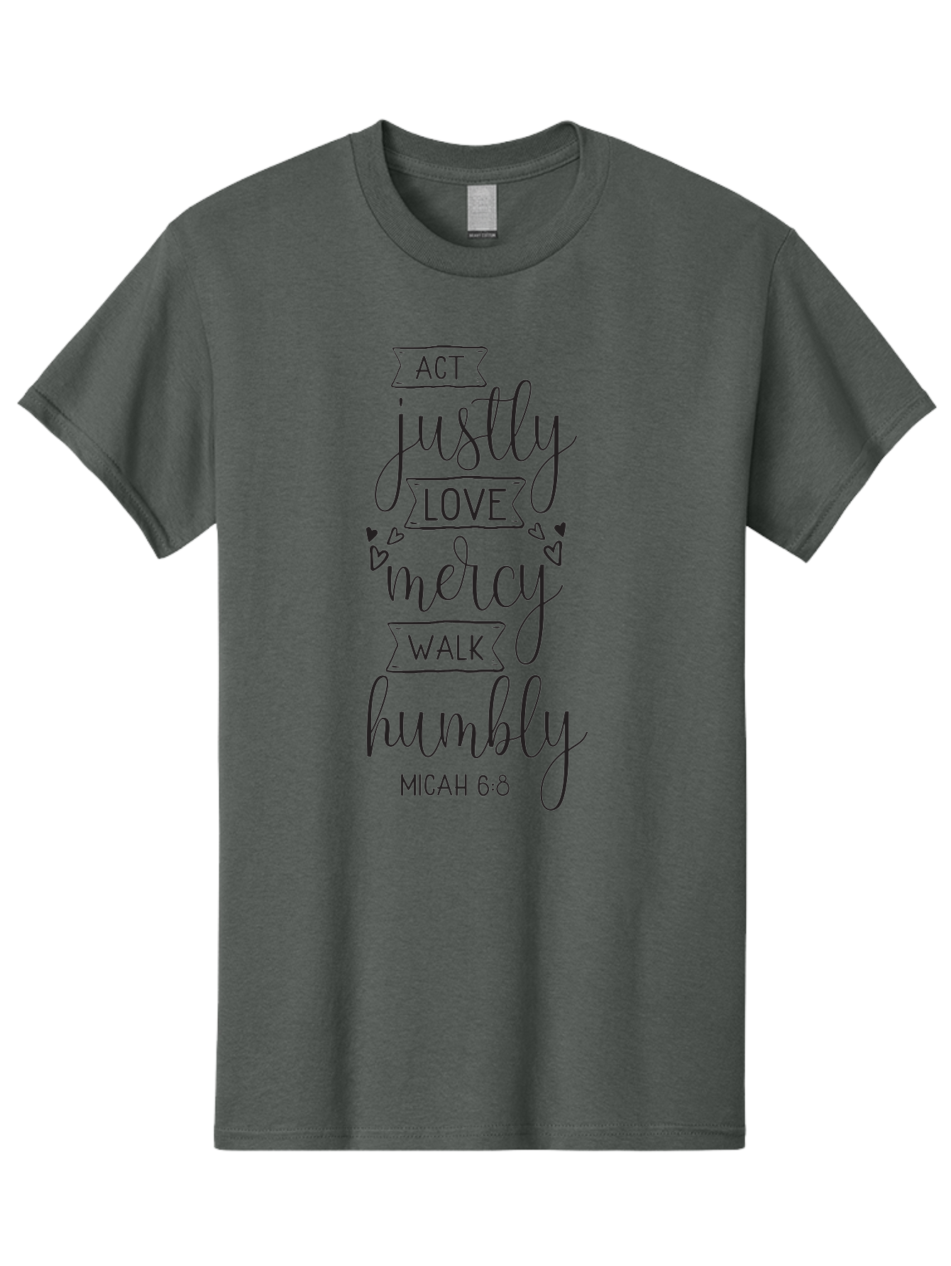 Micah-6-8 Men'S Graphic Tee, 100% Cotton, Comfortable Casual Summer Wear, Machine Washable, Inspirational Quote, Biblical Verse, Micah 6:8, Act Justly, Love Mercy, Walk Humbly, Motivational Words, Heartwarming Message, Kindness, Compassion, Aad007 27