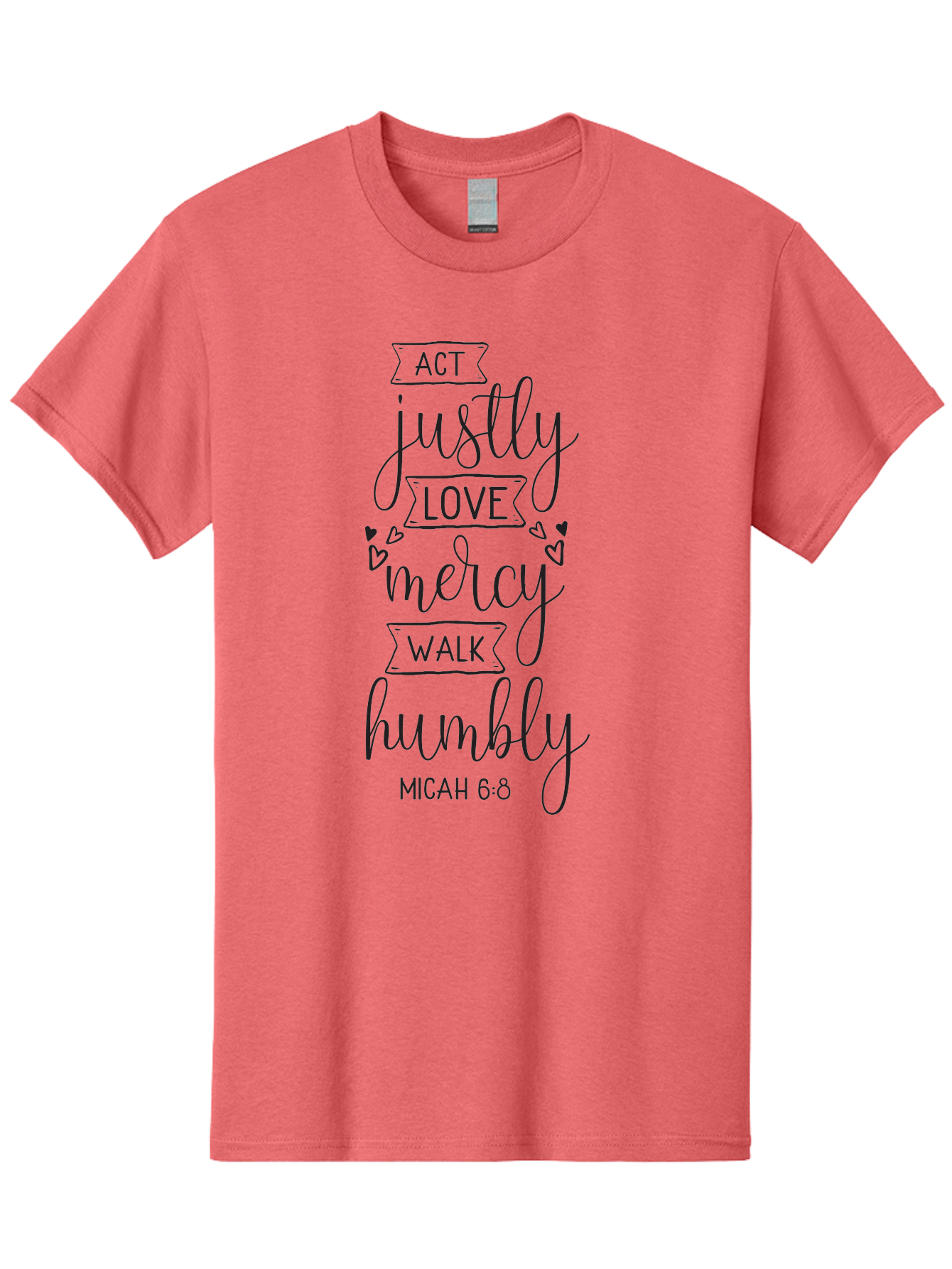 Micah-6-8 Men'S Graphic Tee, 100% Cotton, Comfortable Casual Summer Wear, Machine Washable, Inspirational Quote, Biblical Verse, Micah 6:8, Act Justly, Love Mercy, Walk Humbly, Motivational Words, Heartwarming Message, Kindness, Compassion, Aad007 23