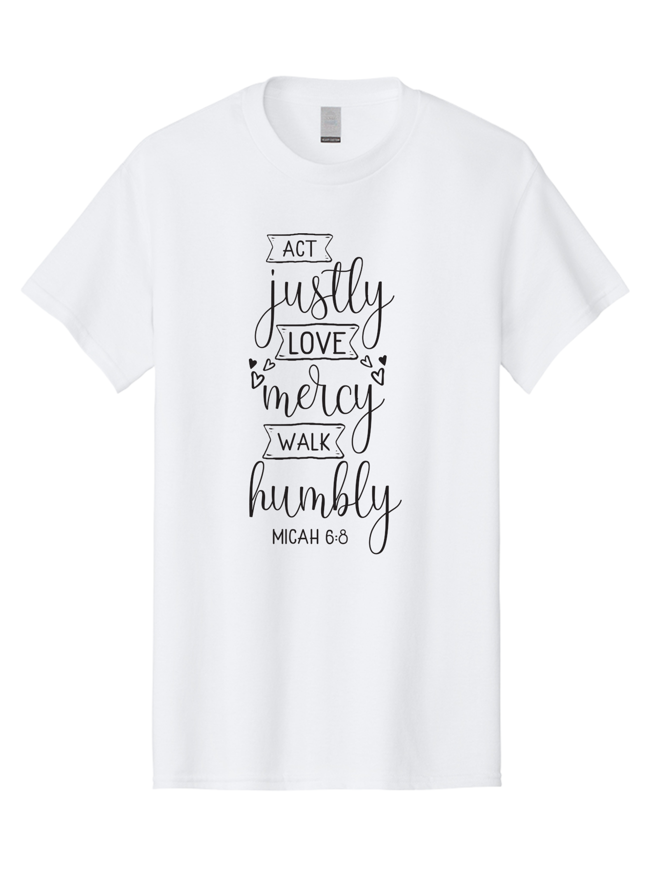 Micah-6-8 Men'S Graphic Tee, 100% Cotton, Comfortable Casual Summer Wear, Machine Washable, Inspirational Quote, Biblical Verse, Micah 6:8, Act Justly, Love Mercy, Walk Humbly, Motivational Words, Heartwarming Message, Kindness, Compassion, Aad007 21