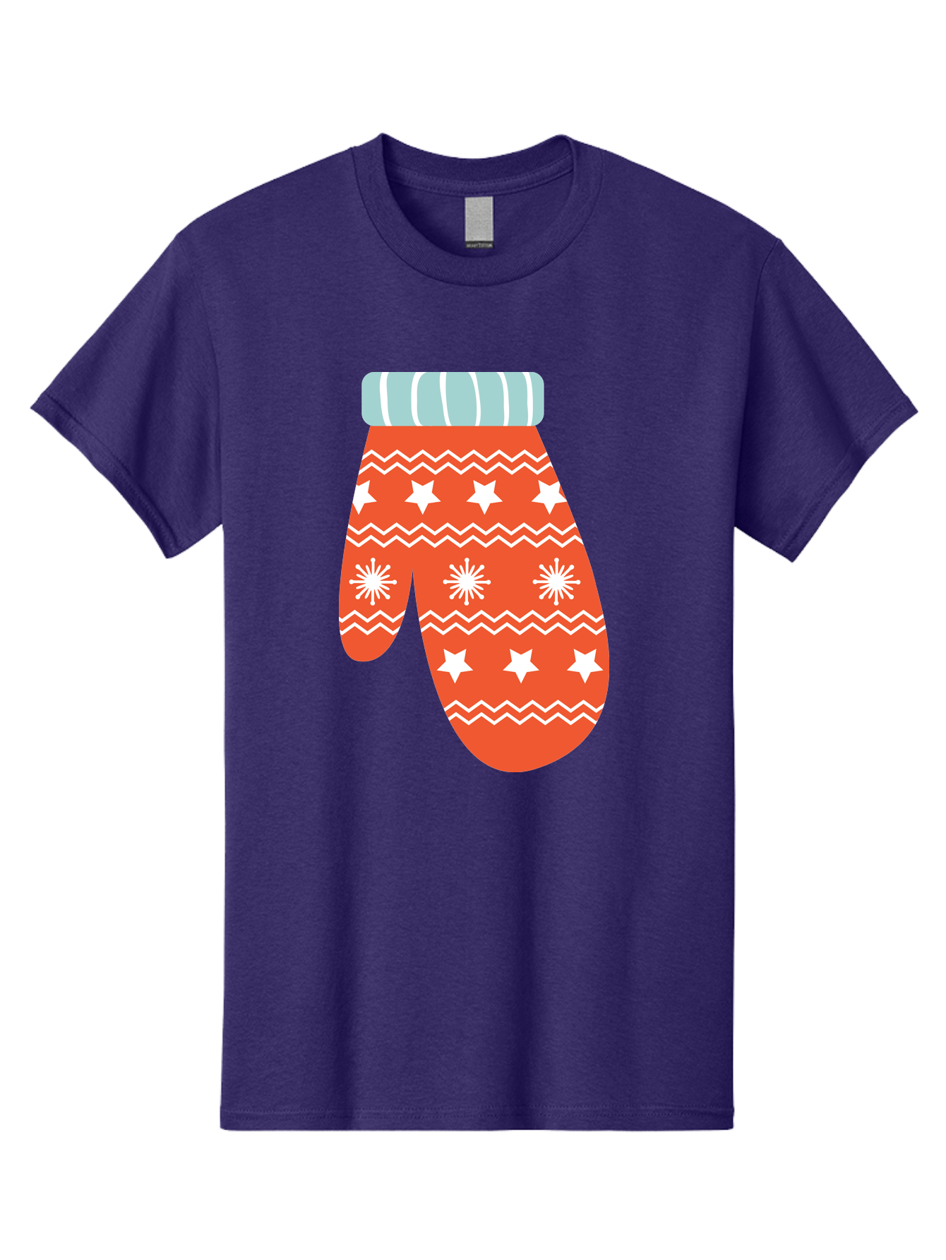 Mitten Men'S Graphic Tee, 100% Cotton, Comfortable Casual Summer Wear, Machine Washable, Red Christmas Mitten, White Snowflakes, White Stars, Zigzag Pattern, Winter Clothing, Holiday Accessories, Festive Design, Cold Weather Gear, Aad009 27