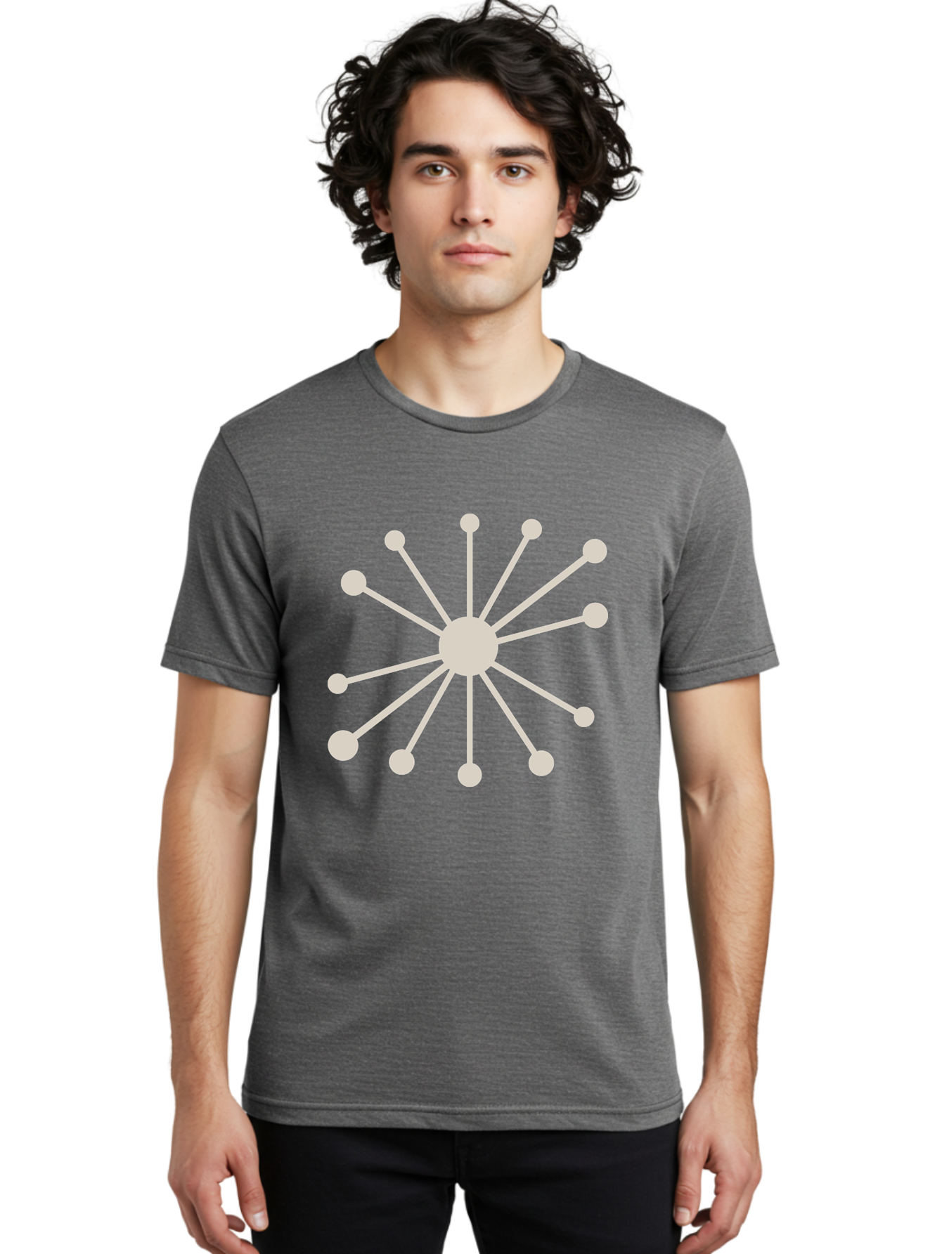 Molecular-Structure Men'S Graphic Tee, 100% Cotton, Comfortable Casual Summer Wear, Machine Washable, Network Diagram, Interconnected Nodes, Web Design, Digital Connections, Futuristic Tech, Abstract Art, Modern Graphic, Minimalist Style Aad010 4