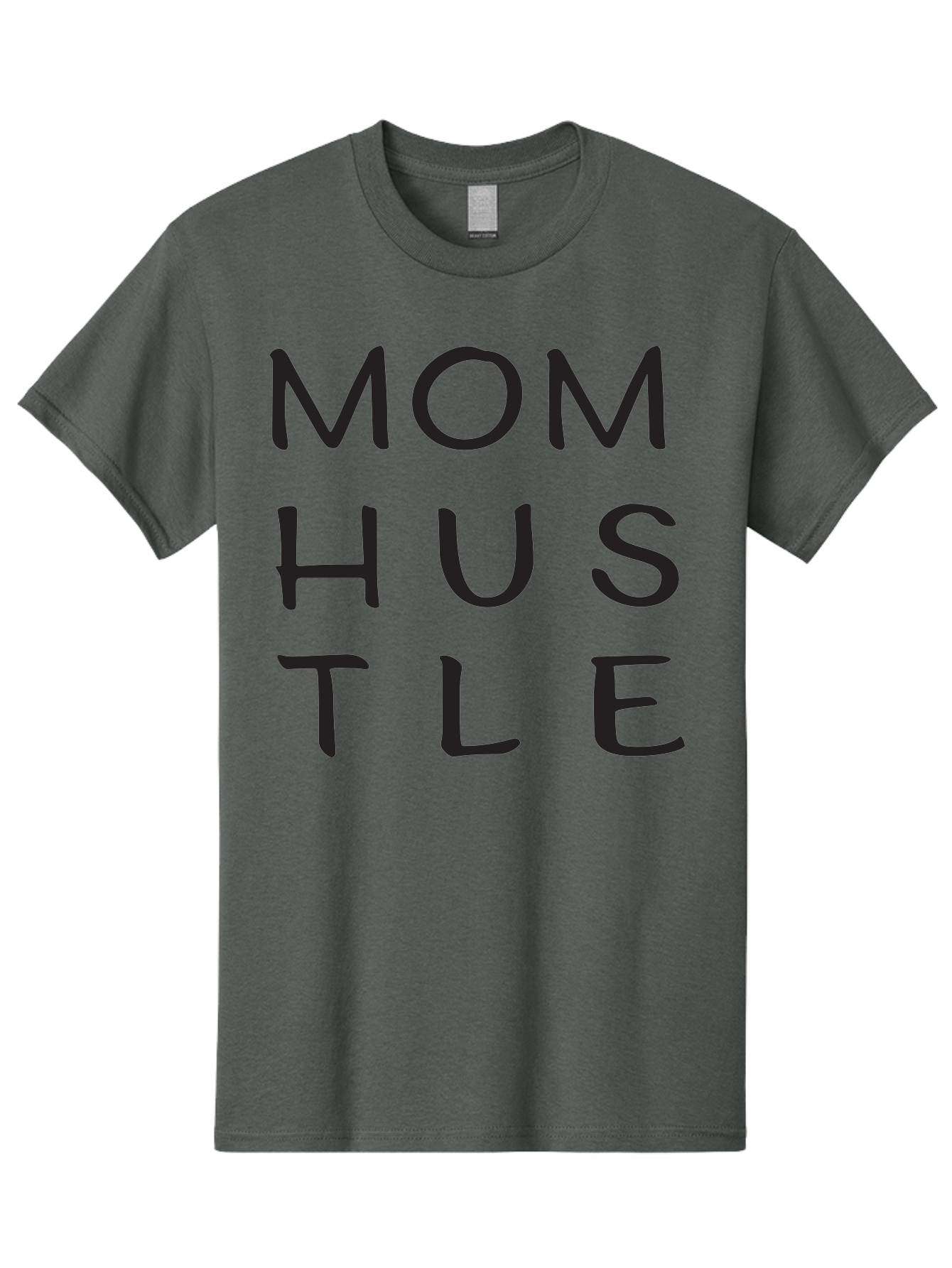 Mom-Hustle Men'S Graphic Tee, 100% Cotton, Comfortable Casual Summer Wear, Machine Washable, Motivational Quote, Mom Hustle, Handwritten Text, Black Font, Inspirational Phrase, Empowerment Message, Handwritten Style Aad011 23