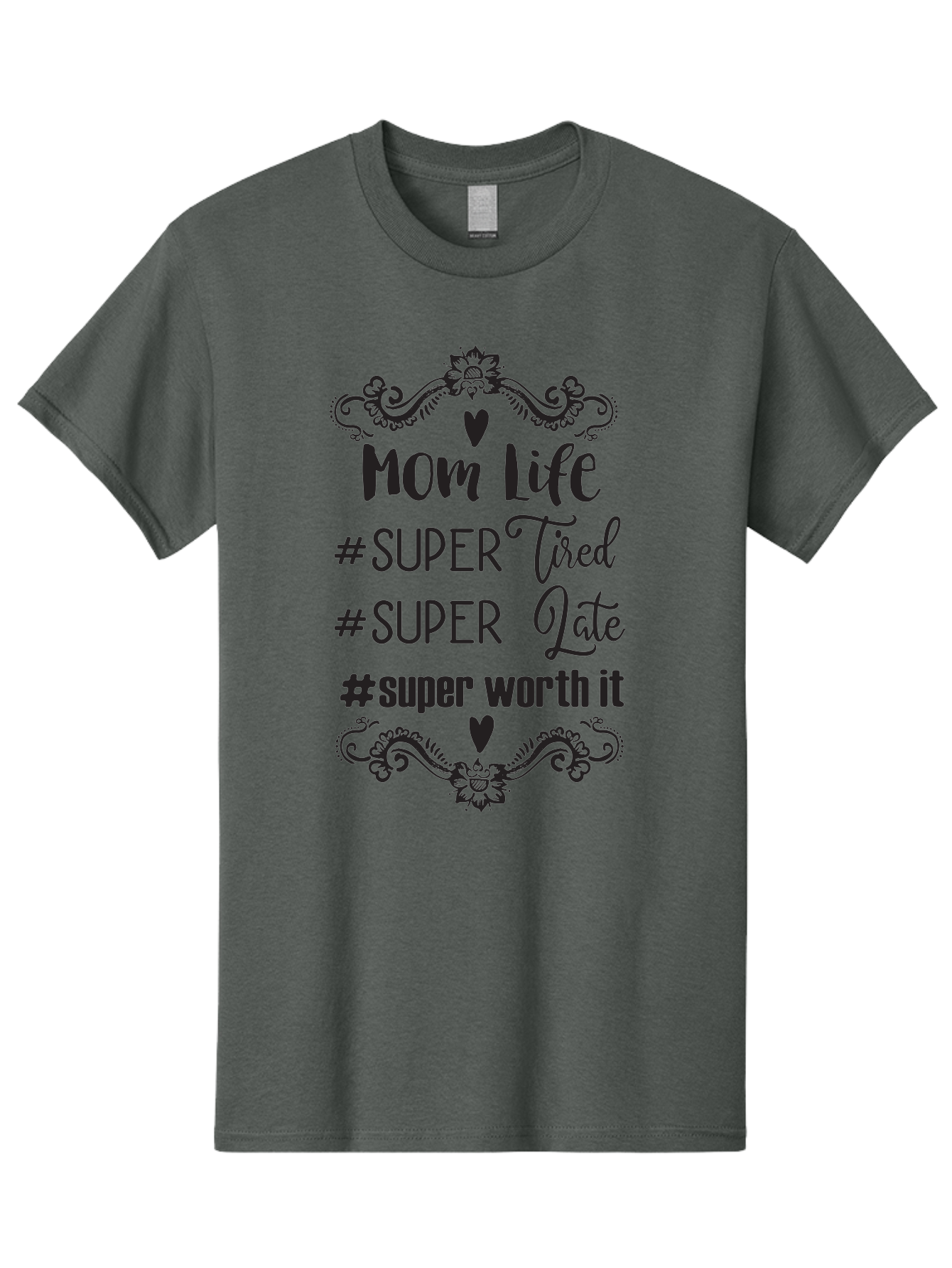 Mom-Life Men'S Graphic Tee, 100% Cotton, Comfortable Casual Summer Wear, Machine Washable, Mom Life, Motherhood, Parenting, Parenting Quote, Super Tired, Super Late, Super Worth It, Motherhood Journey, Mom Quote, Parenting Life Aad013 25