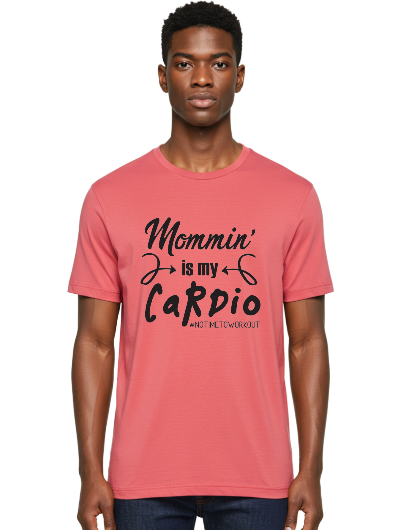 Mommin-Is-My-Cardio Men'S Graphic Tee, 100% Cotton, Comfortable Casual Summer Wear, Machine Washable, Mom Life, Mommin', Cardio Workout, Funny Quotes, Mom Humor, Parenting, Motherhood, Fitness Motivation, Humor For Moms, No Time To Workout Aad016 26
