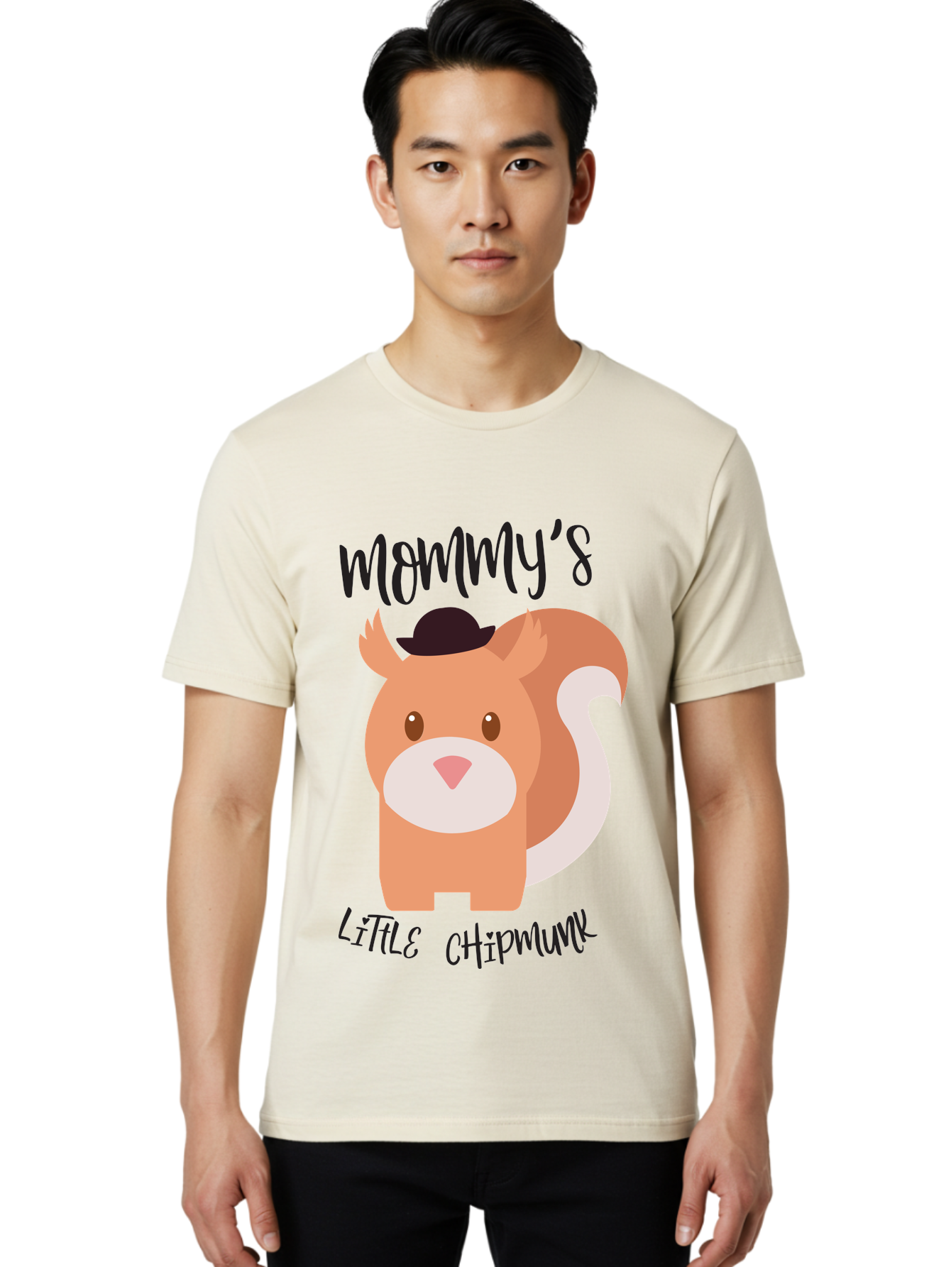 Mommy-S-Little-Chipmunk Men'S Graphic Tee, 100% Cotton, Comfortable Casual Summer Wear, Machine Washable, Chipmunk Cartoon, Animal Graphics, Cartoon Character Design, Nursery Art, Cute Squirrel Illustration, Children'S Graphic Design, Aad017 28