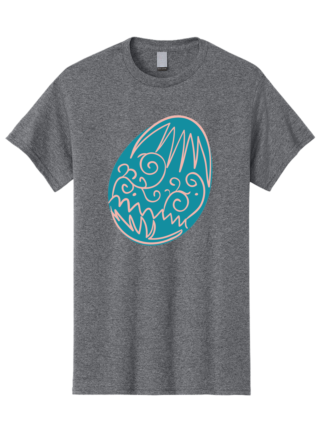Monster-Egg Men'S Graphic Tee, 100% Cotton, Comfortable Casual Summer Wear, Machine Washable, Monster Face, Easter Egg, Blue Egg, White Outline, Playful Design, Cartoon Style, Abstract Art, Creative Illustration, Fantasy Creature, Aad020 9