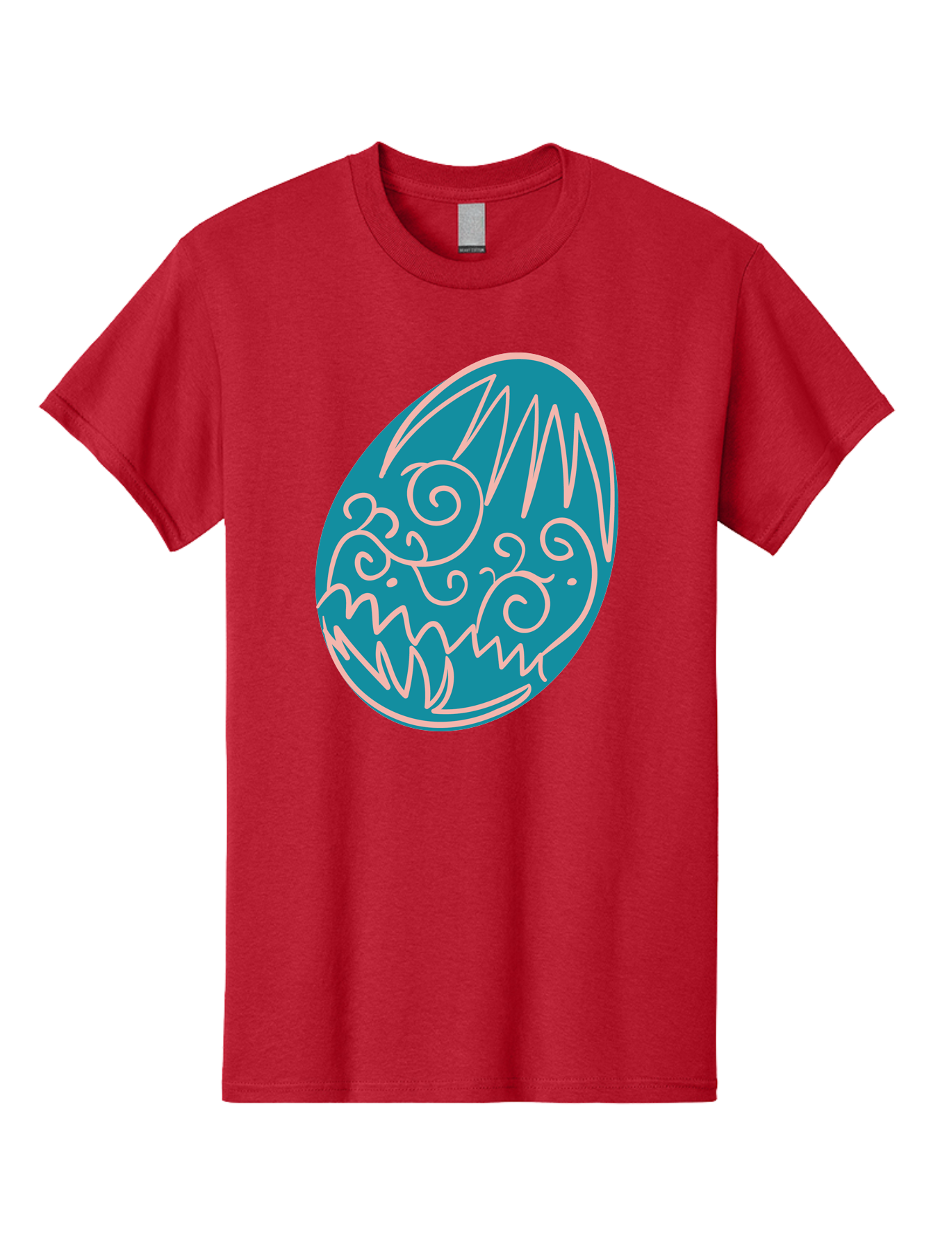 Monster-Egg Men'S Graphic Tee, 100% Cotton, Comfortable Casual Summer Wear, Machine Washable, Monster Face, Easter Egg, Blue Egg, White Outline, Playful Design, Cartoon Style, Abstract Art, Creative Illustration, Fantasy Creature, Aad020 29