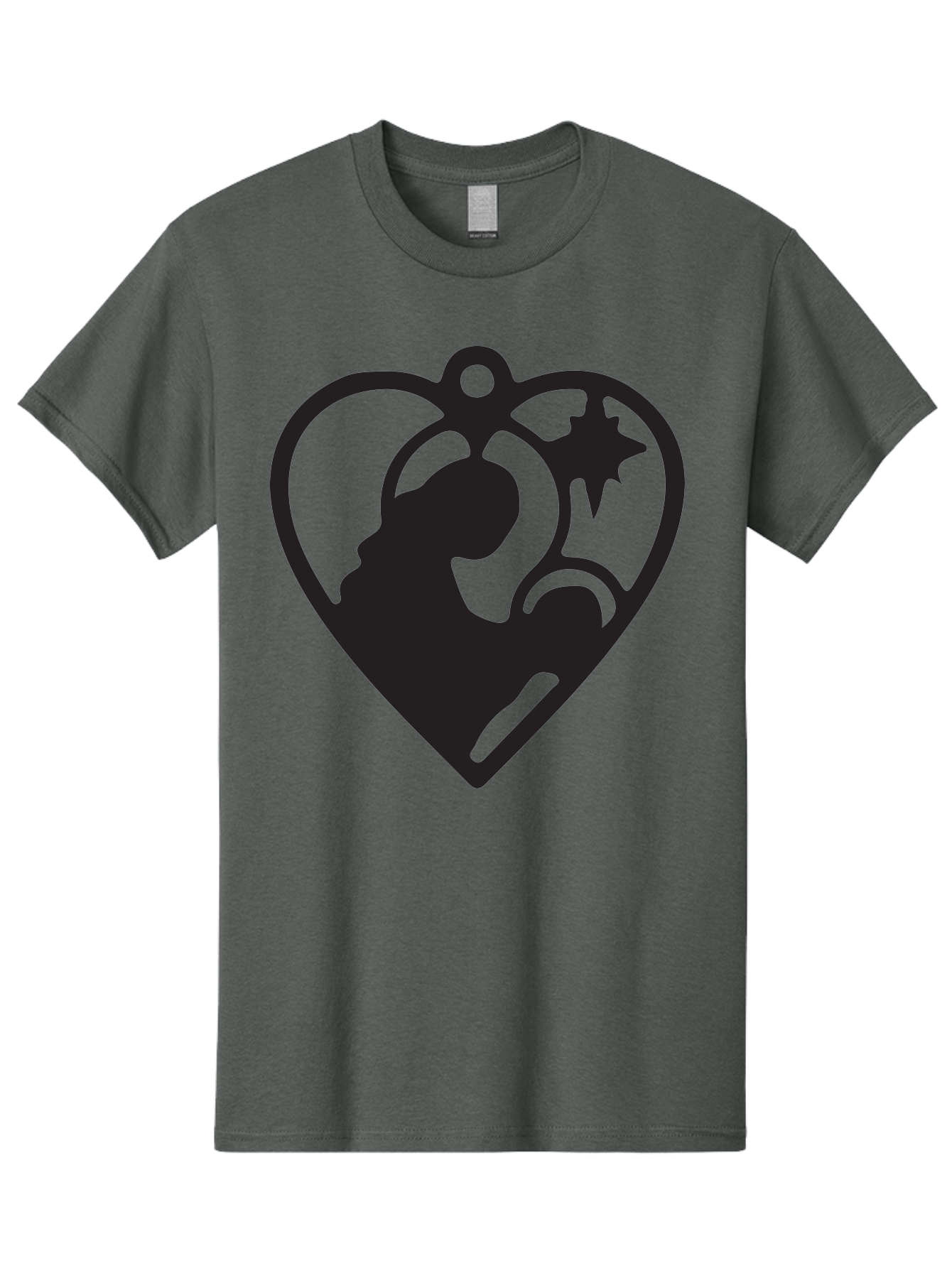 Mother-And-Child Men'S Graphic Tee, 100% Cotton, Comfortable Casual Summer Wear, Machine Washable, Mother And Child Silhouette, Heart-Shaped Ornament, Love Symbol, Family Bond, Nurturing Moment, Star And Crescent Moon Aad021 19