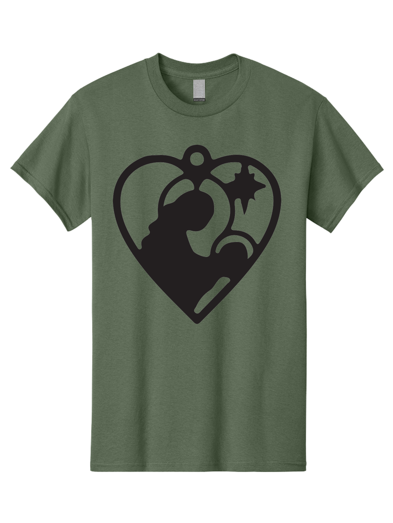 Mother-And-Child Men'S Graphic Tee, 100% Cotton, Comfortable Casual Summer Wear, Machine Washable, Mother And Child Silhouette, Heart-Shaped Ornament, Love Symbol, Family Bond, Nurturing Moment, Star And Crescent Moon Aad021 15