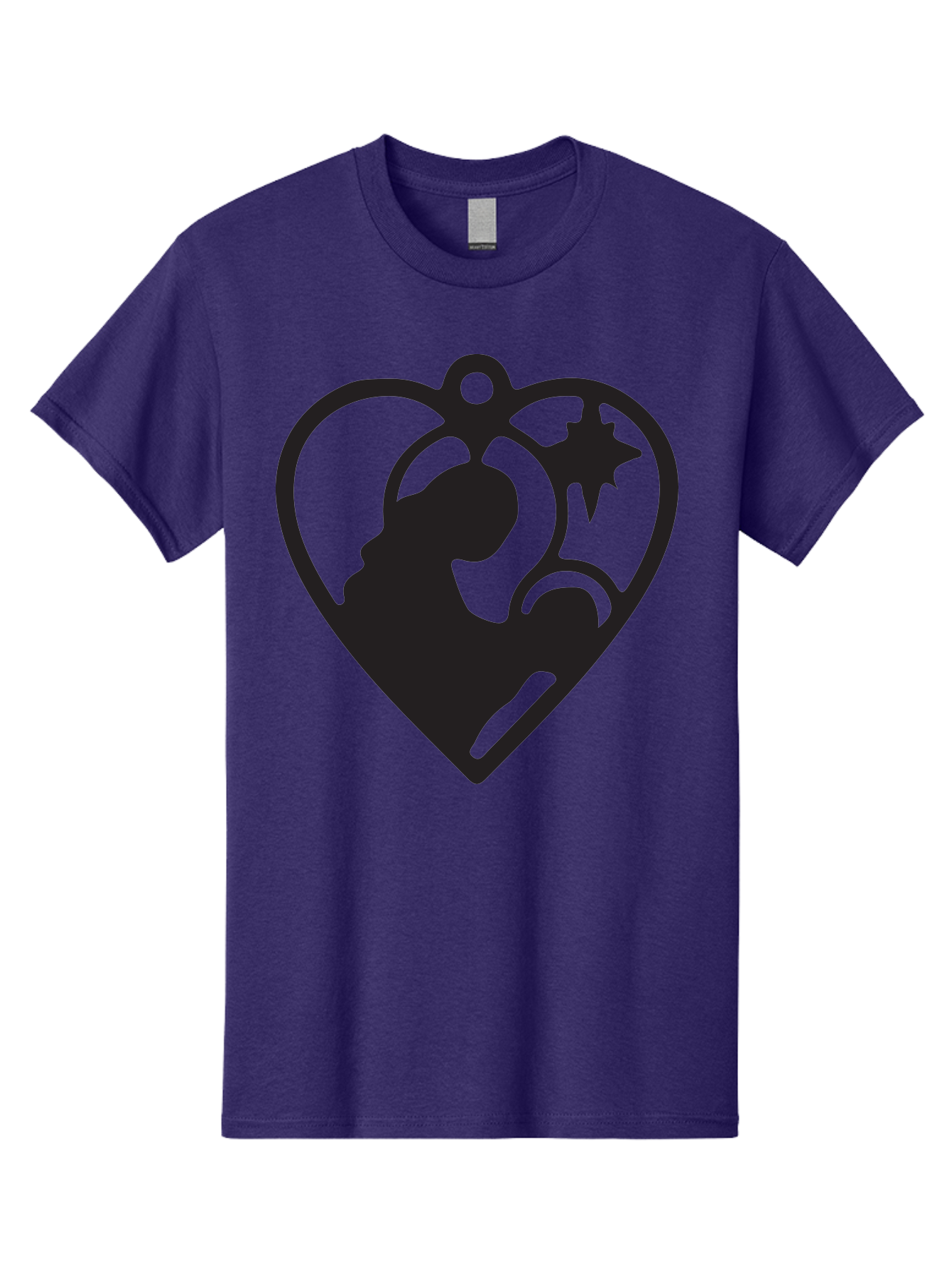 Mother-And-Child Men'S Graphic Tee, 100% Cotton, Comfortable Casual Summer Wear, Machine Washable, Mother And Child Silhouette, Heart-Shaped Ornament, Love Symbol, Family Bond, Nurturing Moment, Star And Crescent Moon Aad021 17