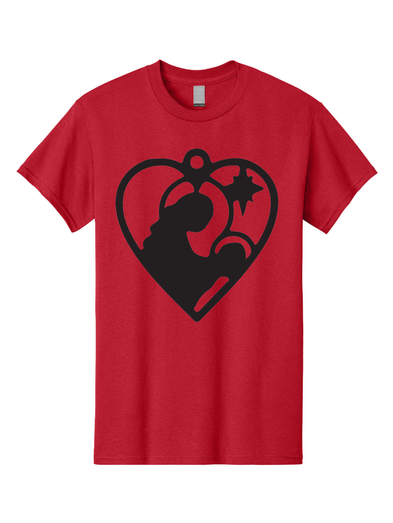 Mother-And-Child Men'S Graphic Tee, 100% Cotton, Comfortable Casual Summer Wear, Machine Washable, Mother And Child Silhouette, Heart-Shaped Ornament, Love Symbol, Family Bond, Nurturing Moment, Star And Crescent Moon Aad021 25