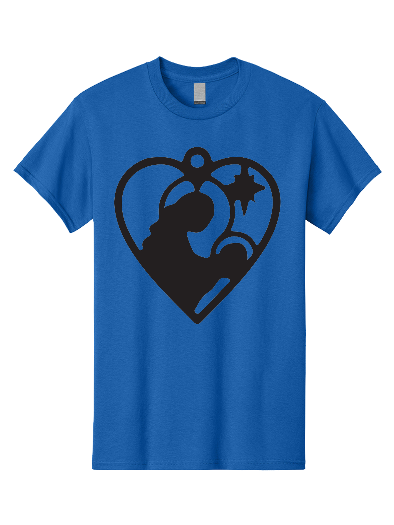 Mother-And-Child Men'S Graphic Tee, 100% Cotton, Comfortable Casual Summer Wear, Machine Washable, Mother And Child Silhouette, Heart-Shaped Ornament, Love Symbol, Family Bond, Nurturing Moment, Star And Crescent Moon Aad021 3