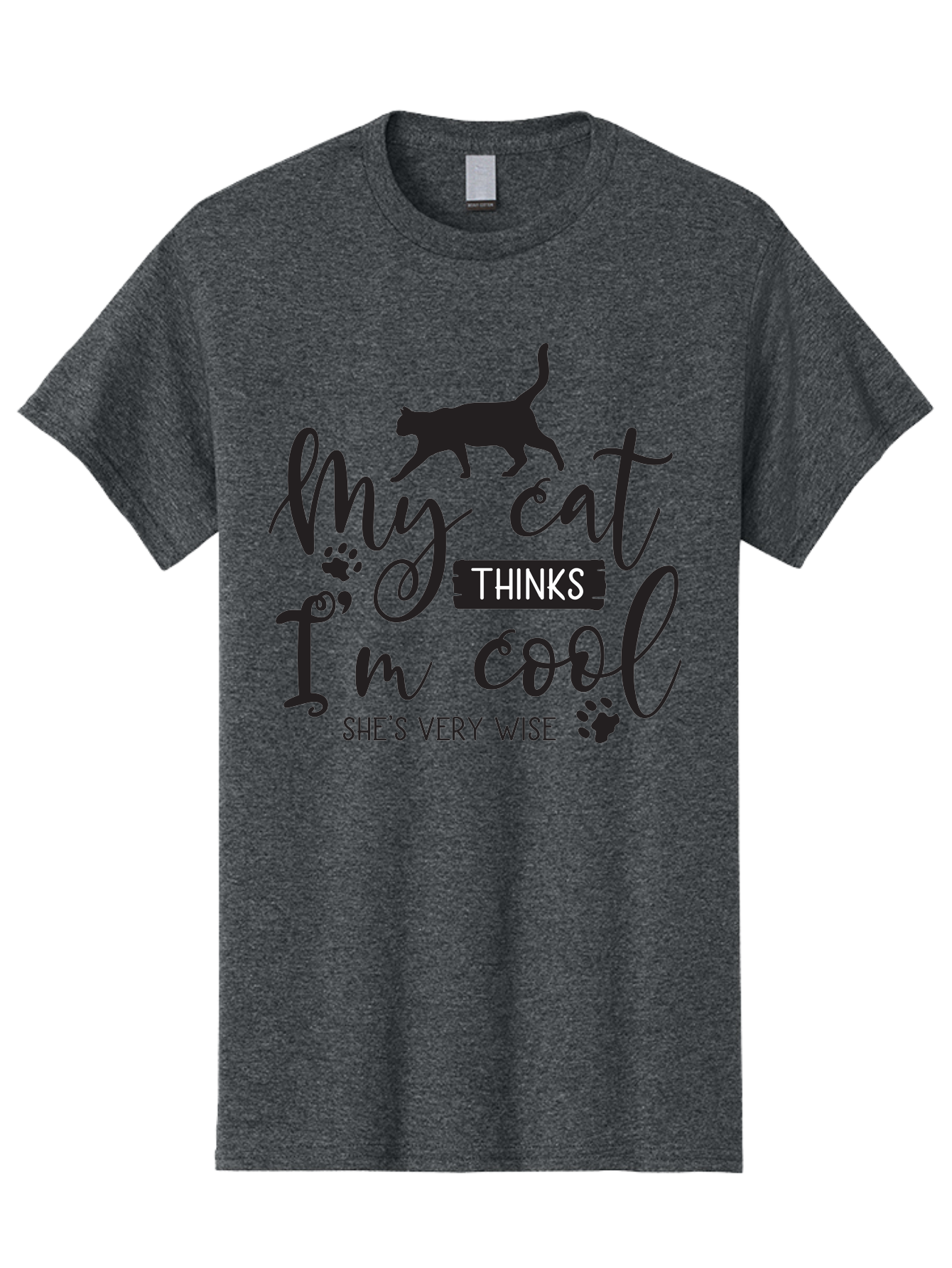 My-Cat-Thinks-I-M-Cool Men'S Graphic Tee, 100% Cotton, Comfortable Casual Summer Wear, Machine Washable, Funny Cat Quote, Cat Lovers Gift, Cool Cat Design, Feline Humor, Witty Saying, Cat Paw Prints, Clever Typography, Cat Silhouette Aad035 15