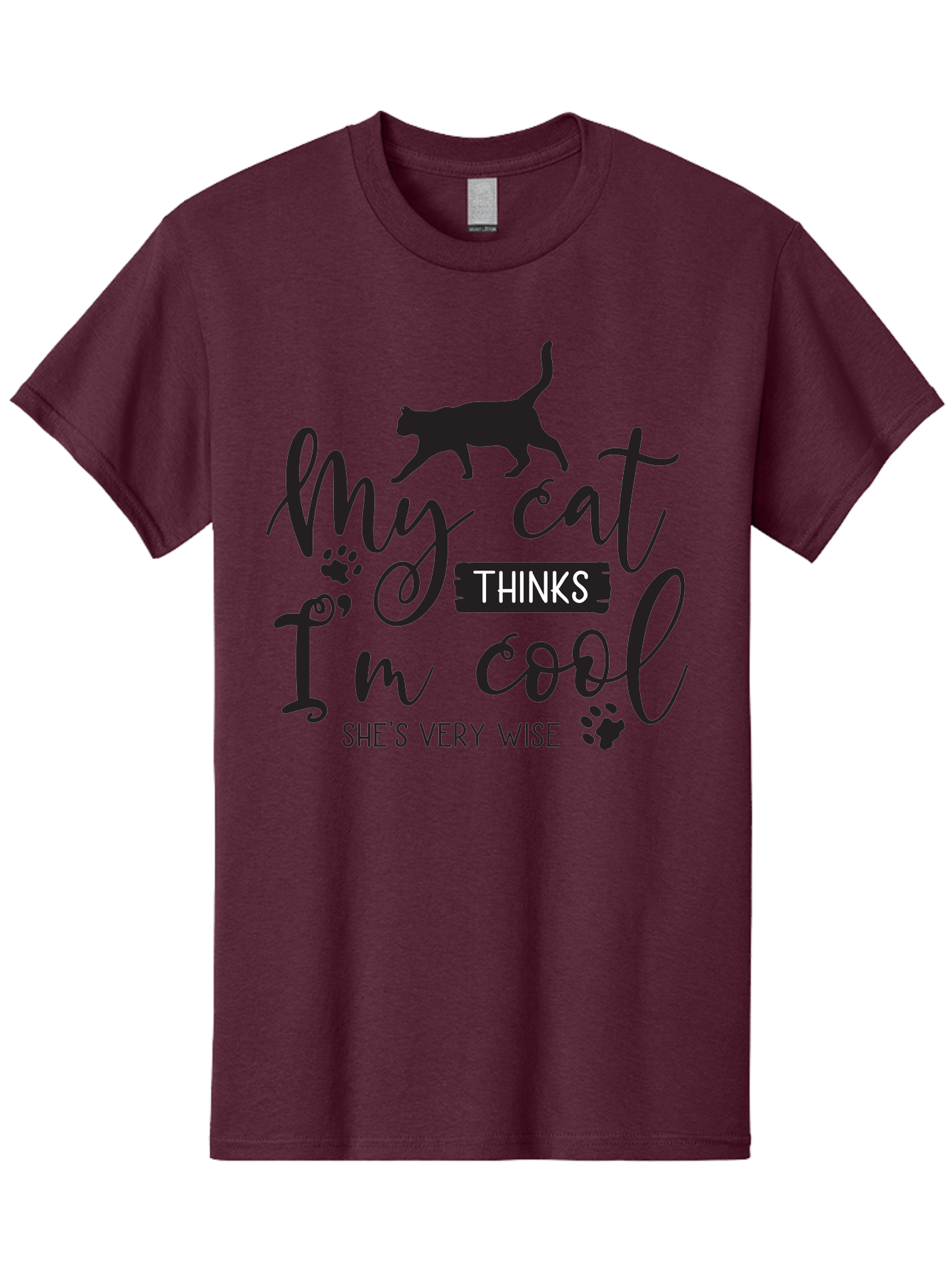 My-Cat-Thinks-I-M-Cool Men'S Graphic Tee, 100% Cotton, Comfortable Casual Summer Wear, Machine Washable, Funny Cat Quote, Cat Lovers Gift, Cool Cat Design, Feline Humor, Witty Saying, Cat Paw Prints, Clever Typography, Cat Silhouette Aad035 17