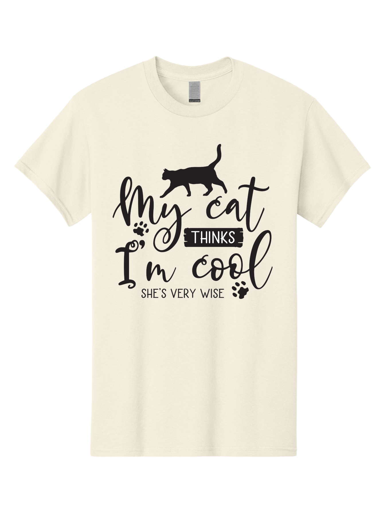 My-Cat-Thinks-I-M-Cool Men'S Graphic Tee, 100% Cotton, Comfortable Casual Summer Wear, Machine Washable, Funny Cat Quote, Cat Lovers Gift, Cool Cat Design, Feline Humor, Witty Saying, Cat Paw Prints, Clever Typography, Cat Silhouette Aad035 13