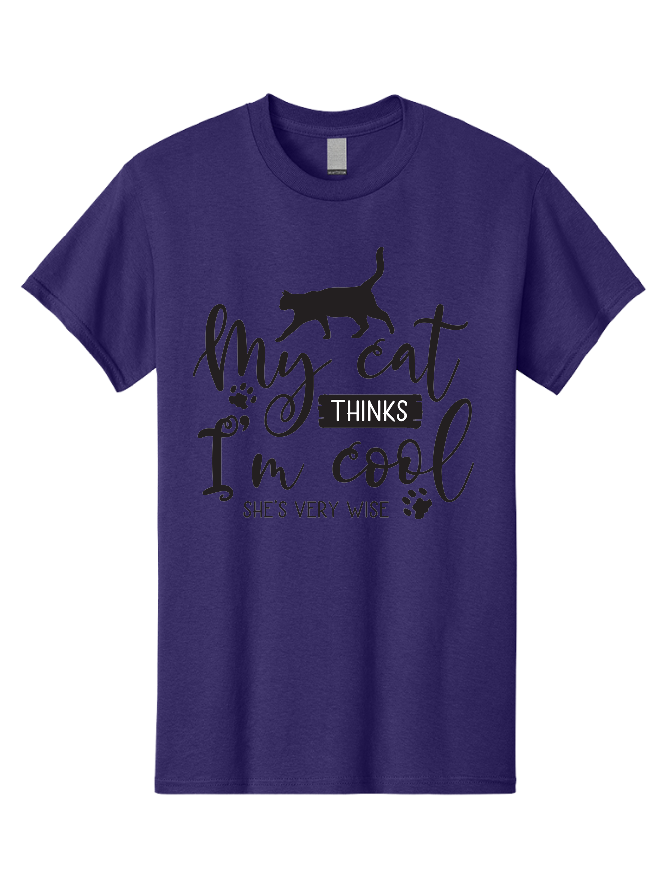 My-Cat-Thinks-I-M-Cool Men'S Graphic Tee, 100% Cotton, Comfortable Casual Summer Wear, Machine Washable, Funny Cat Quote, Cat Lovers Gift, Cool Cat Design, Feline Humor, Witty Saying, Cat Paw Prints, Clever Typography, Cat Silhouette Aad035 11