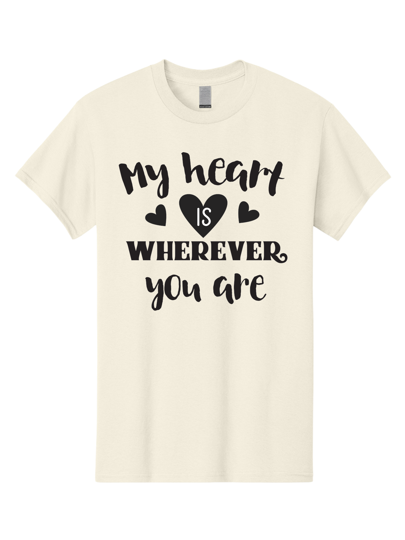 My-Heart-Is-Wherever-You-Are Men'S Graphic Tee, 100% Cotton, Comfortable Casual Summer Wear, Machine Washable, Love Quote, Heart Is Wherever You Are, Romantic Phrase, Black Hearts, Love Message, Heartfelt Sentiment, Relationship Goals, Aad039 15