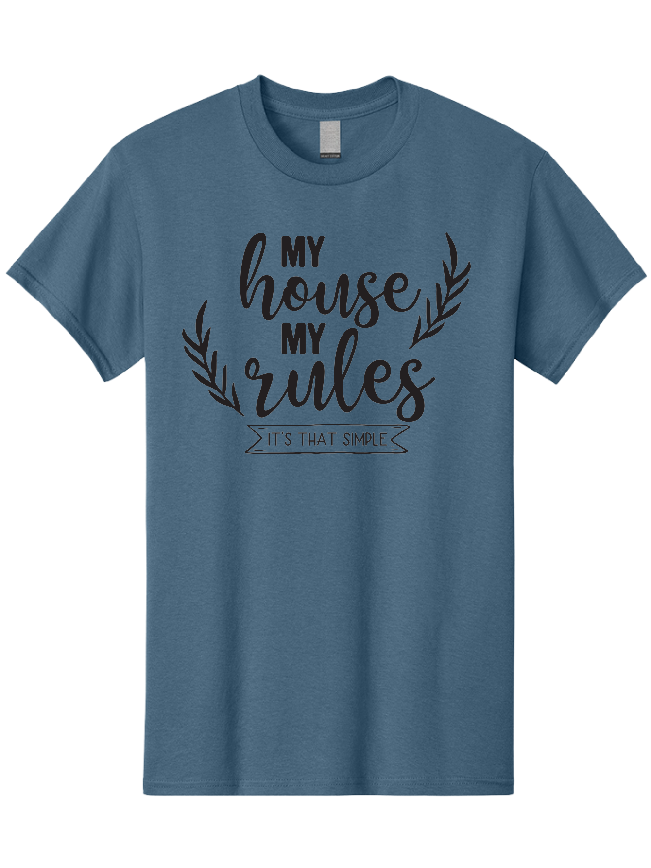 My-House-My-Rules Men'S Graphic Tee, 100% Cotton, Comfortable Casual Summer Wear, Machine Washable, House Rules, Simple Living, Home Decor, Wall Art, Inspirational Quotes, Motivational Phrases, Home Sweet Home, Positive Vibes Aad040 21