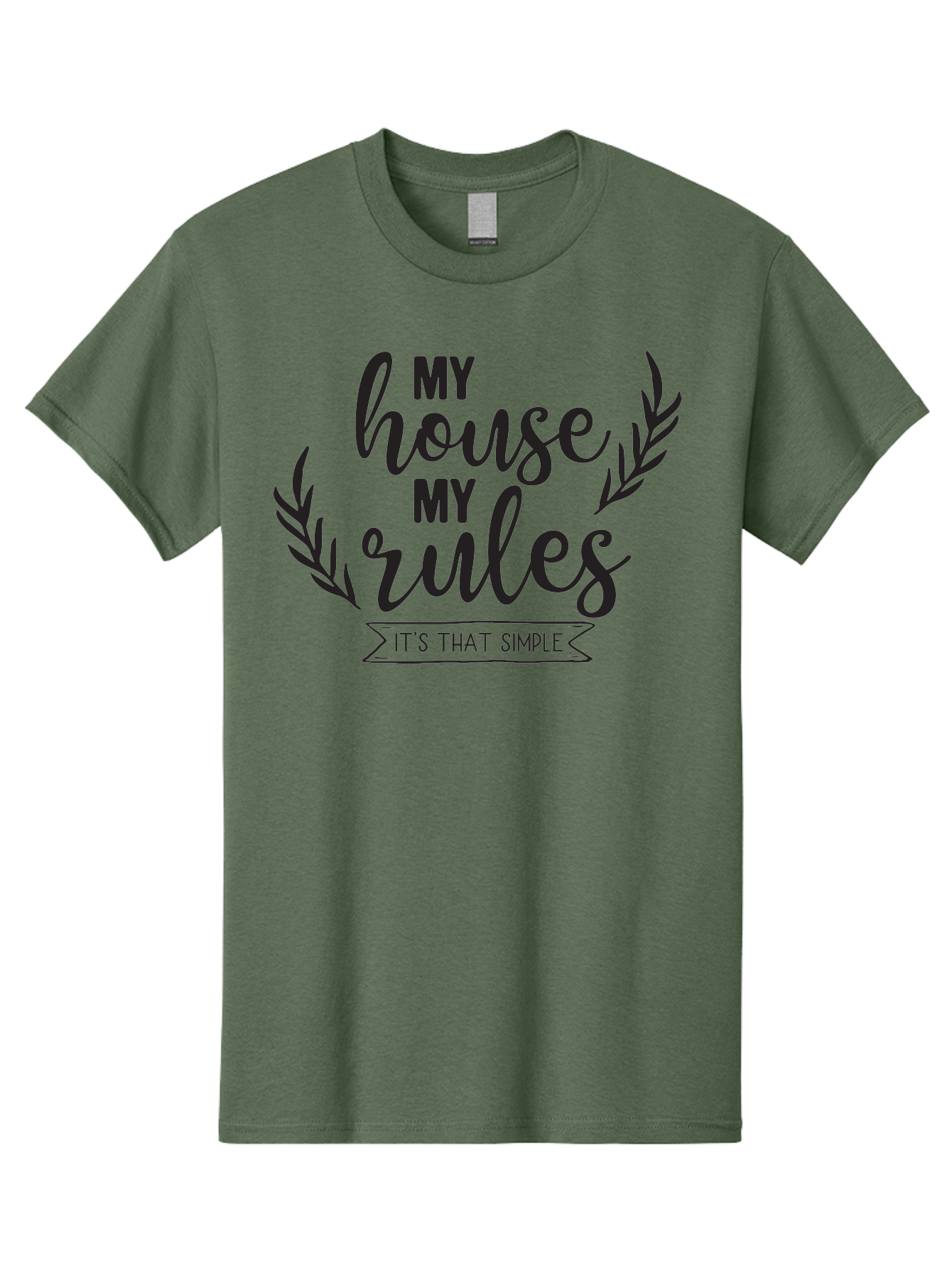 My-House-My-Rules Men'S Graphic Tee, 100% Cotton, Comfortable Casual Summer Wear, Machine Washable, House Rules, Simple Living, Home Decor, Wall Art, Inspirational Quotes, Motivational Phrases, Home Sweet Home, Positive Vibes Aad040 19