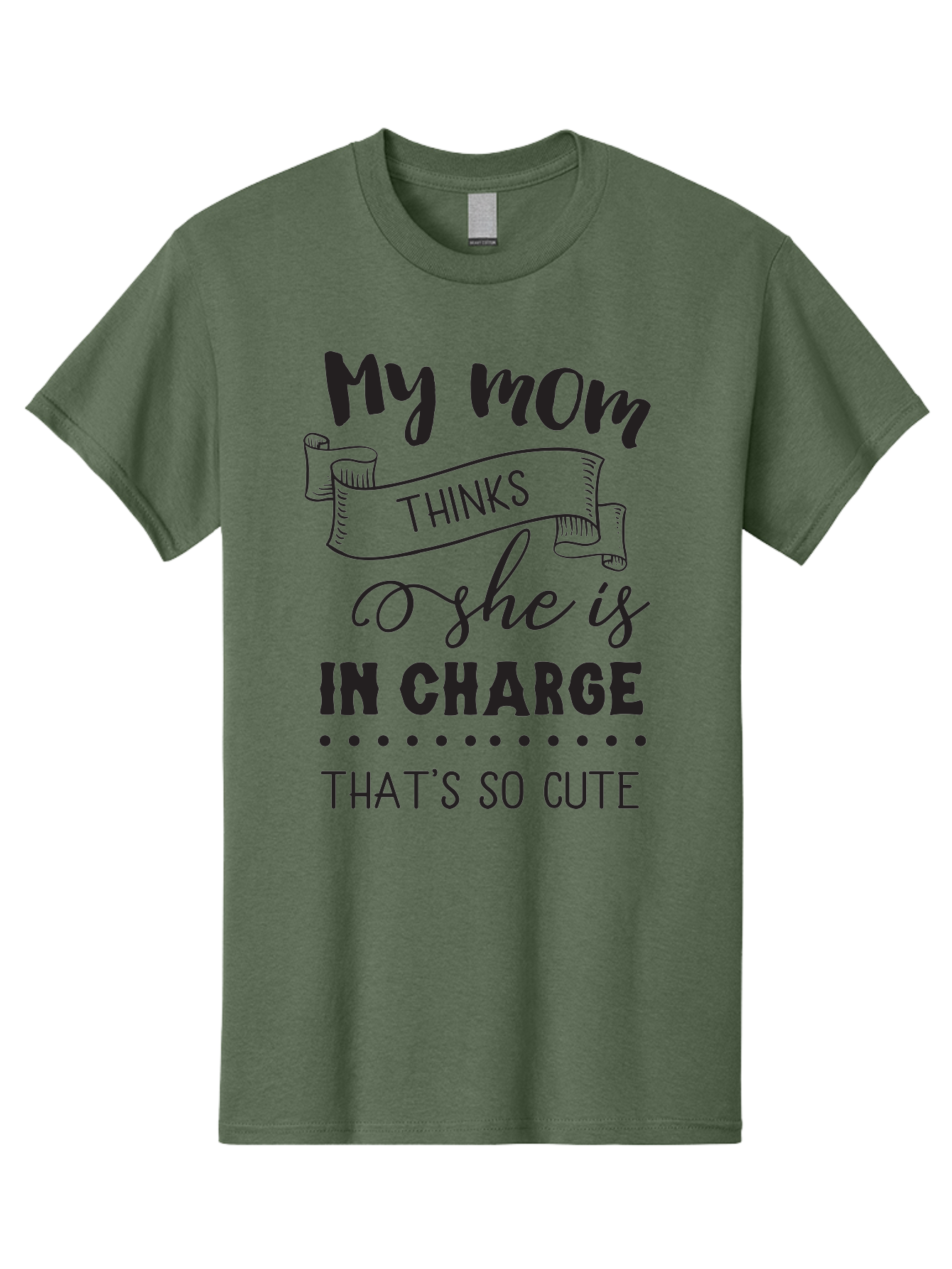 My-Mom-Thinks-She-Is-In-Charge Men'S Graphic Tee, 100% Cotton, Comfortable Casual Summer Wear, Machine Washable, Funny Quote, Humorous Saying, Mom Joke, Parenting Humor, Cute Phrase, Playful Design, Witty Saying, Mom Life, Sarcastic Humor Aad044 21