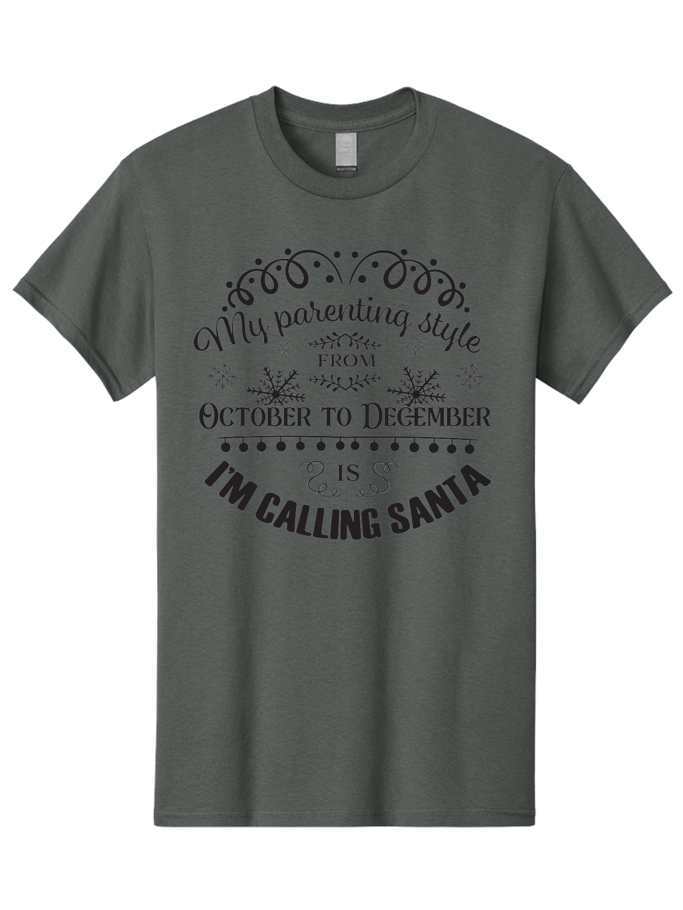 My-Parenting-Style Men'S Graphic Tee, 100% Cotton, Comfortable Casual Summer Wear, Machine Washable, Funny Parenting Quote, Parenting Style, Holiday Humor, Christmas Magic, Parenting Memes, Humorous Quote, Festive, Aad045 21
