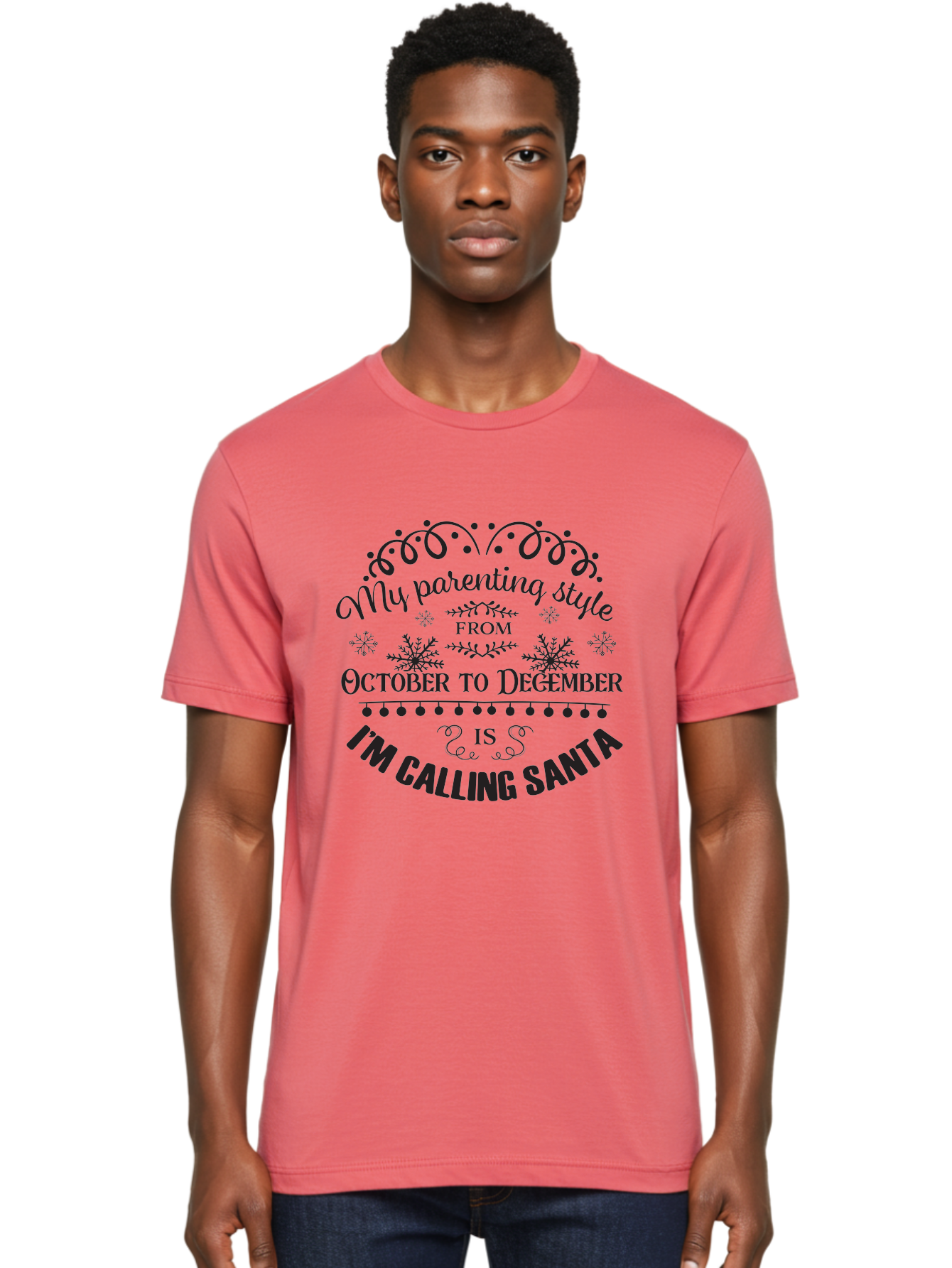 My-Parenting-Style Men'S Graphic Tee, 100% Cotton, Comfortable Casual Summer Wear, Machine Washable, Funny Parenting Quote, Parenting Style, Holiday Humor, Christmas Magic, Parenting Memes, Humorous Quote, Festive, Aad045 26