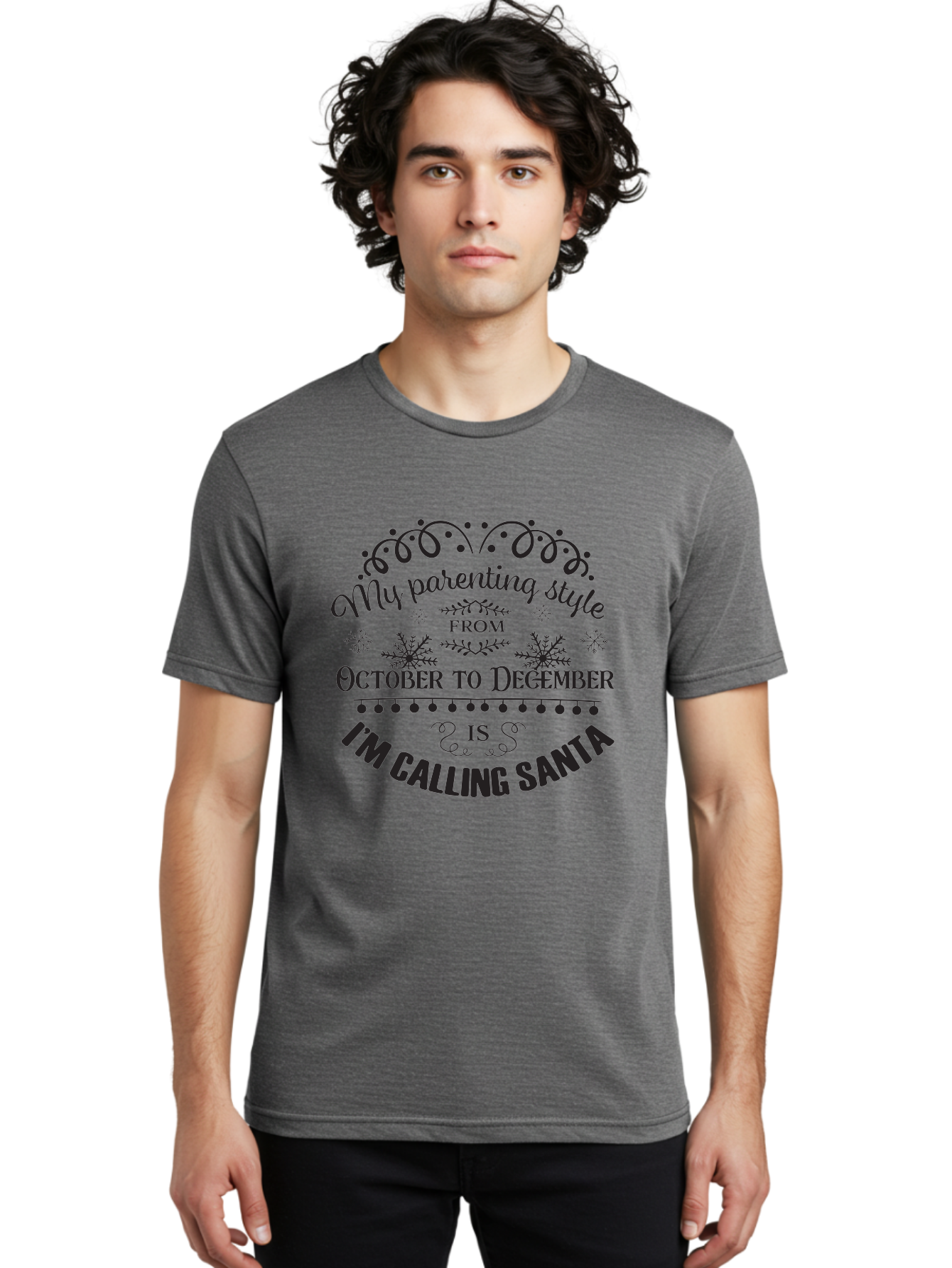 My-Parenting-Style Men'S Graphic Tee, 100% Cotton, Comfortable Casual Summer Wear, Machine Washable, Funny Parenting Quote, Parenting Style, Holiday Humor, Christmas Magic, Parenting Memes, Humorous Quote, Festive, Aad045 12